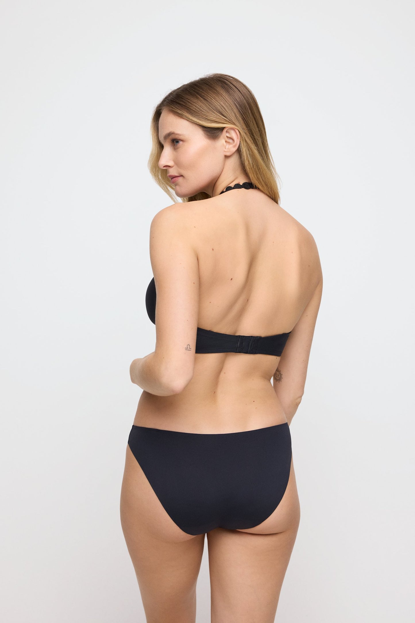 Marie Jo Tom Plunge Bra styled on model in Charcoal