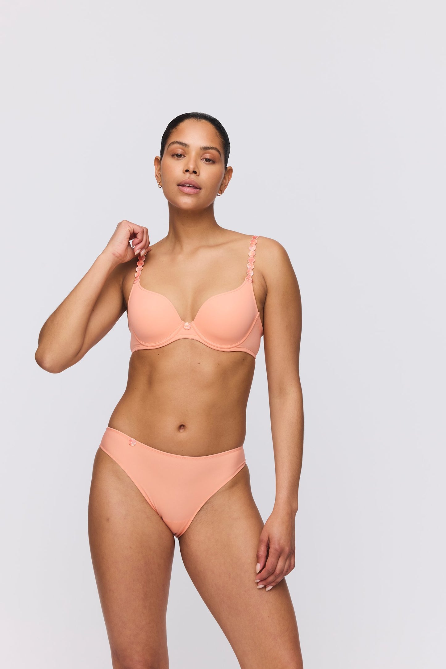 Marie Jo Tom Brief styled on model in Papaya Smoothie