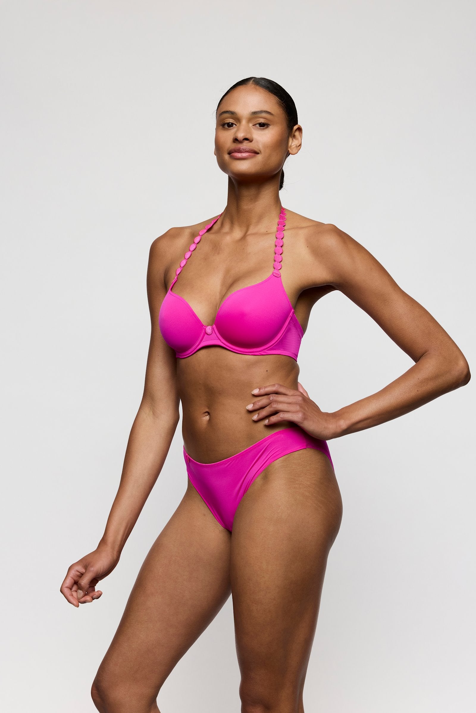 Marie Jo Tom Full Cup Bra styled on model in Influencer Pink