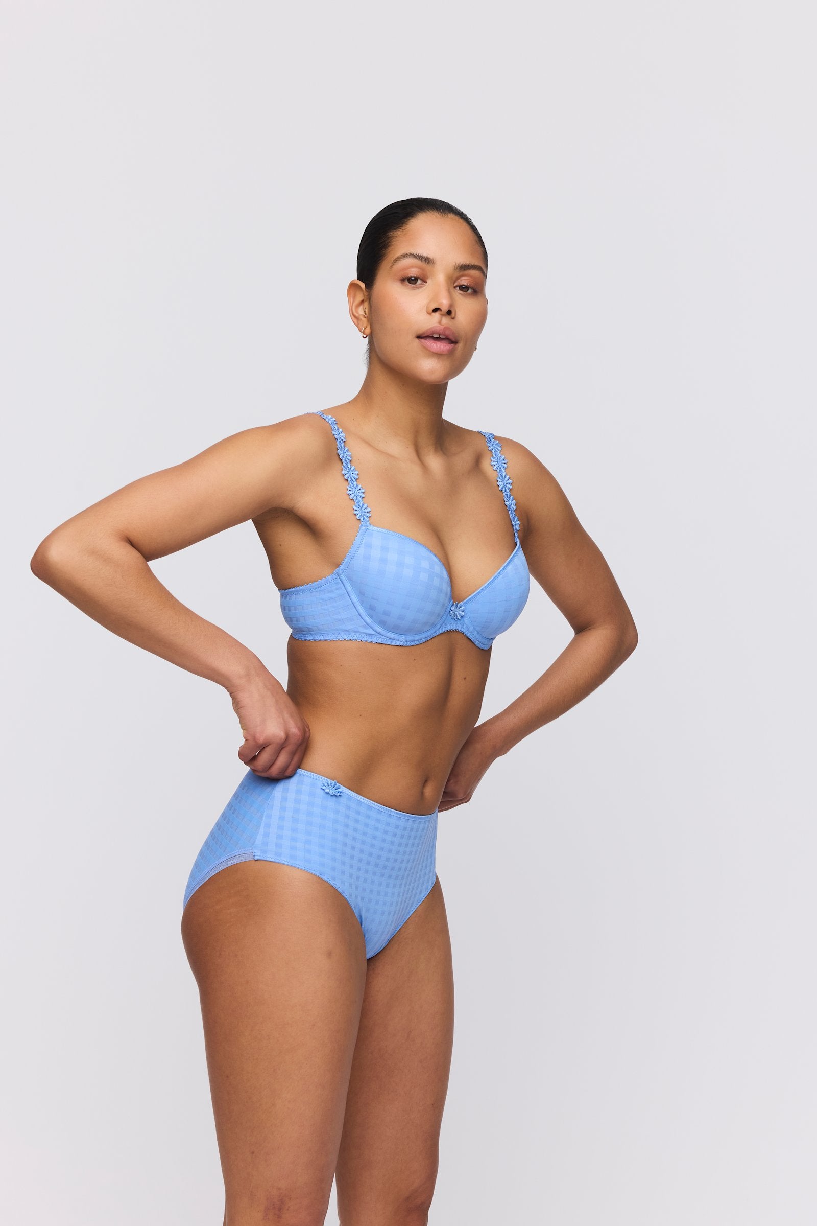 Marie Jo Avero Brief styled on model in Santorini Blue