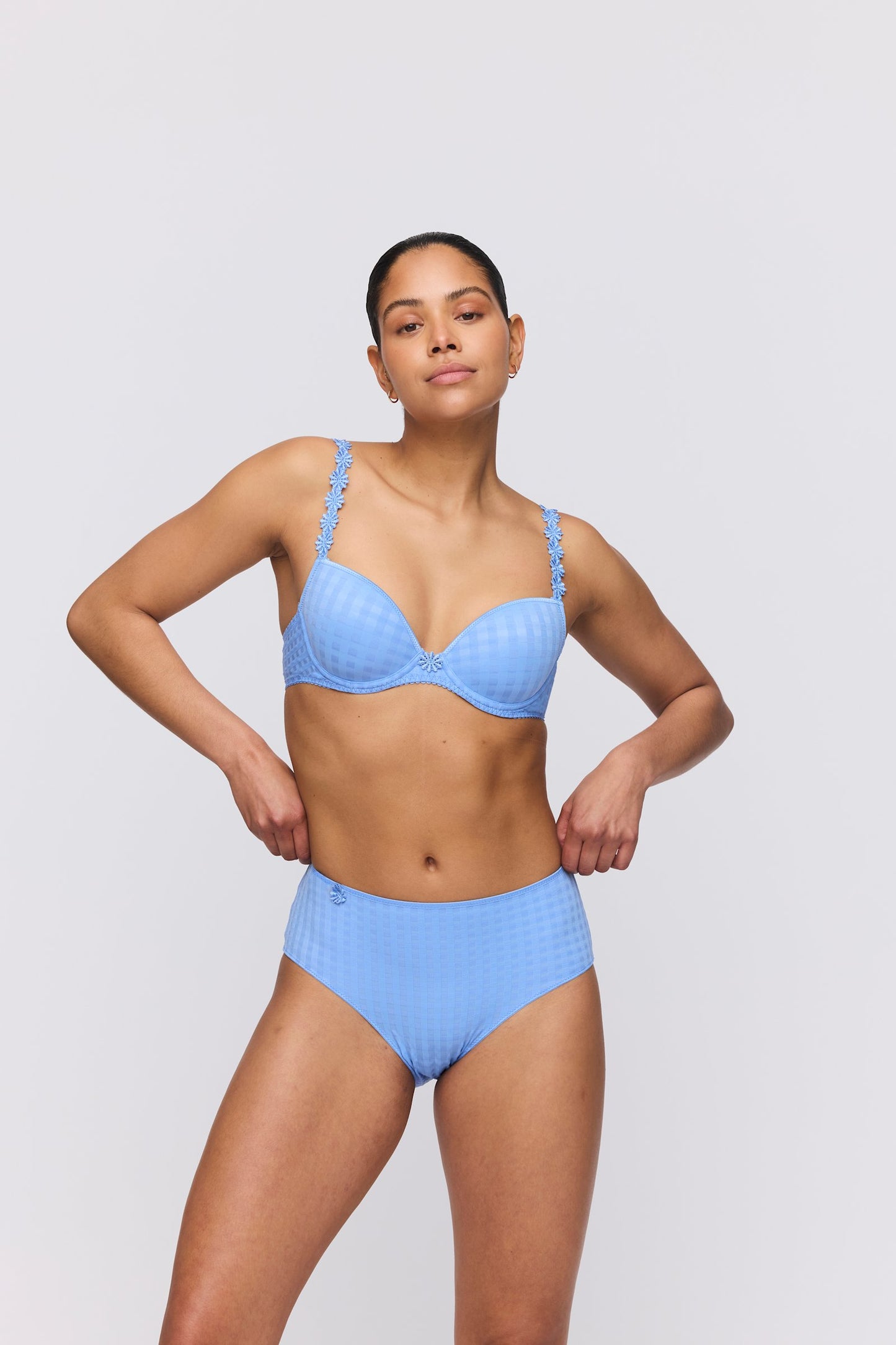 Marie Jo Avero Brief styled on model in Santorini Blue