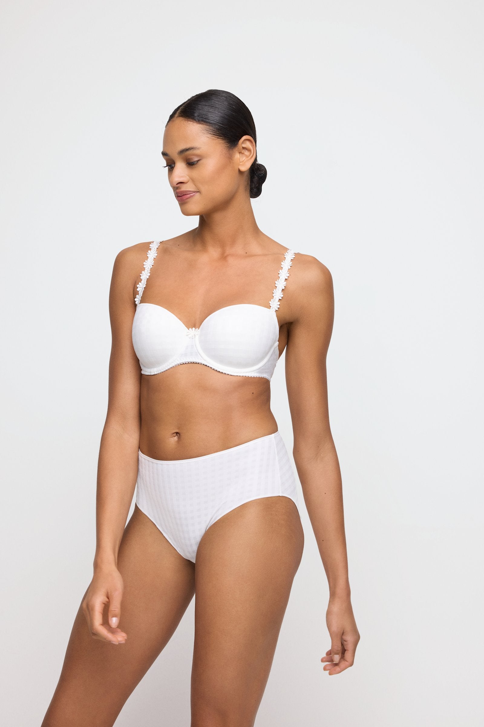 Marie Jo Avero Balcony Bra styled on model in Natural