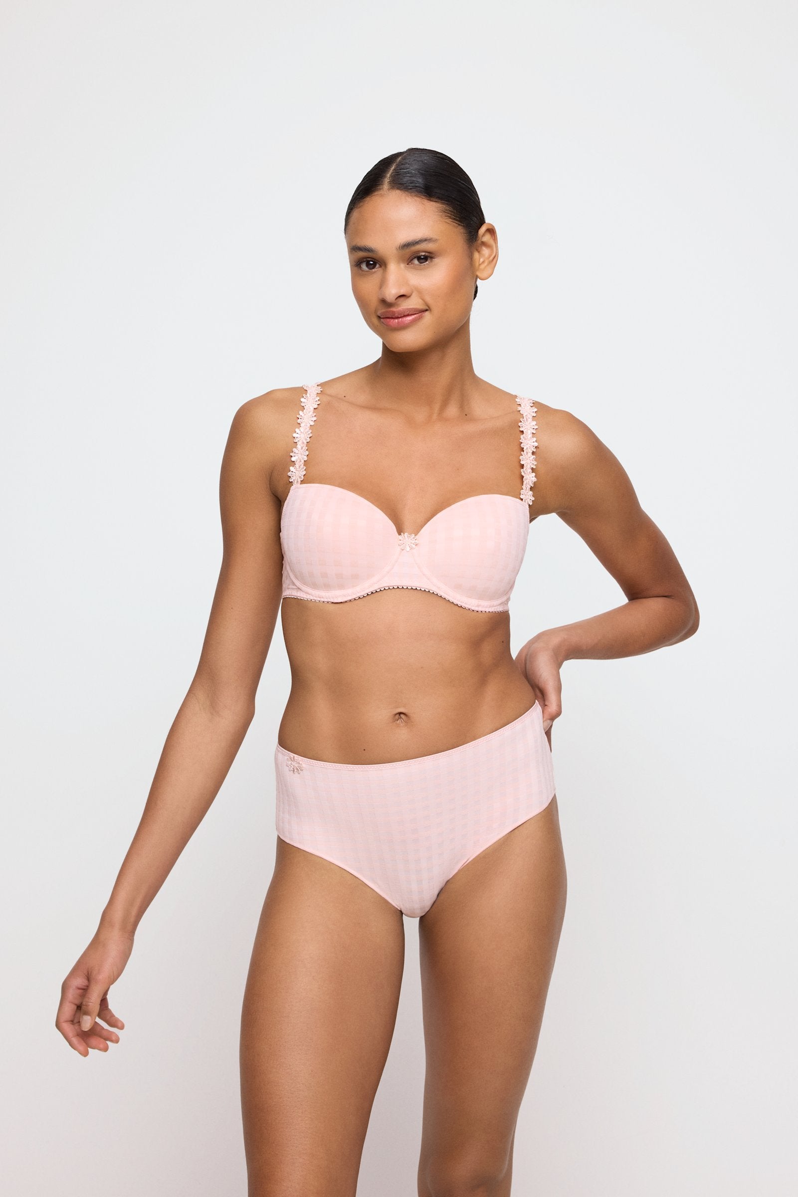 Marie Jo Avero Brief styled on model in Pearly Pink