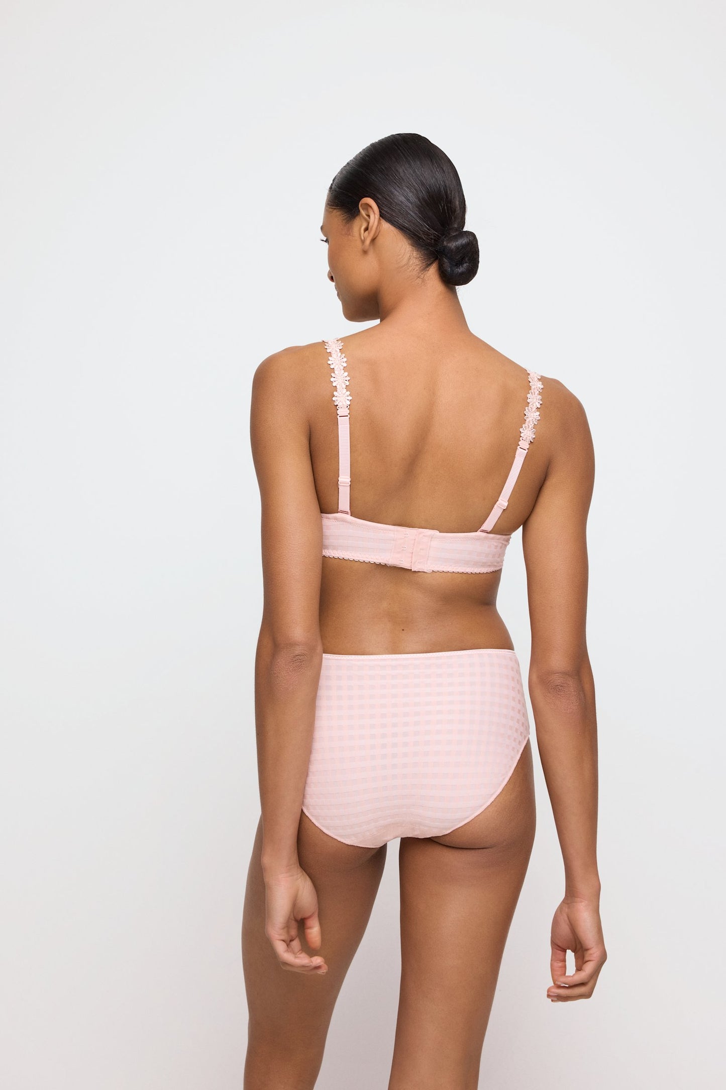 Marie Jo Avero Balcony Bra styled on model in Pearly Pink