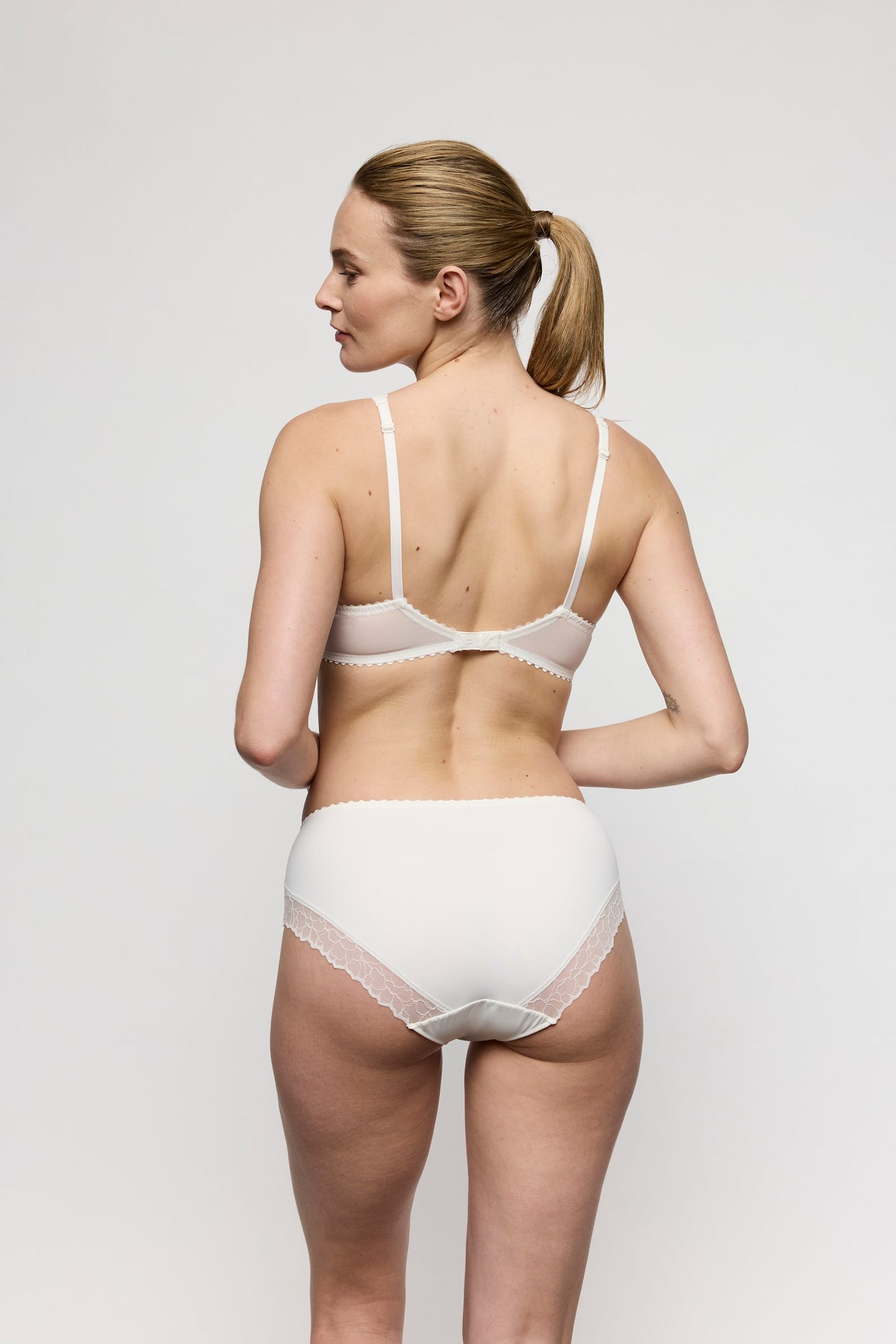 Marie Jo Azelie Padded Plunge Bra styled on model in Natural
