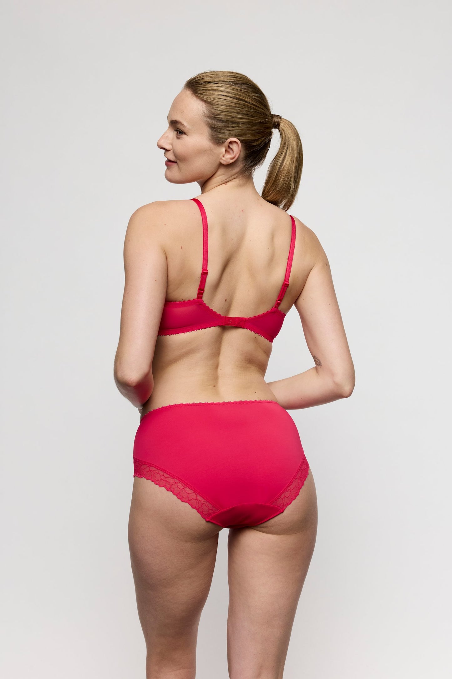 Marie Jo Azelie Padded Heartshape Bra styled on model in Raspberry