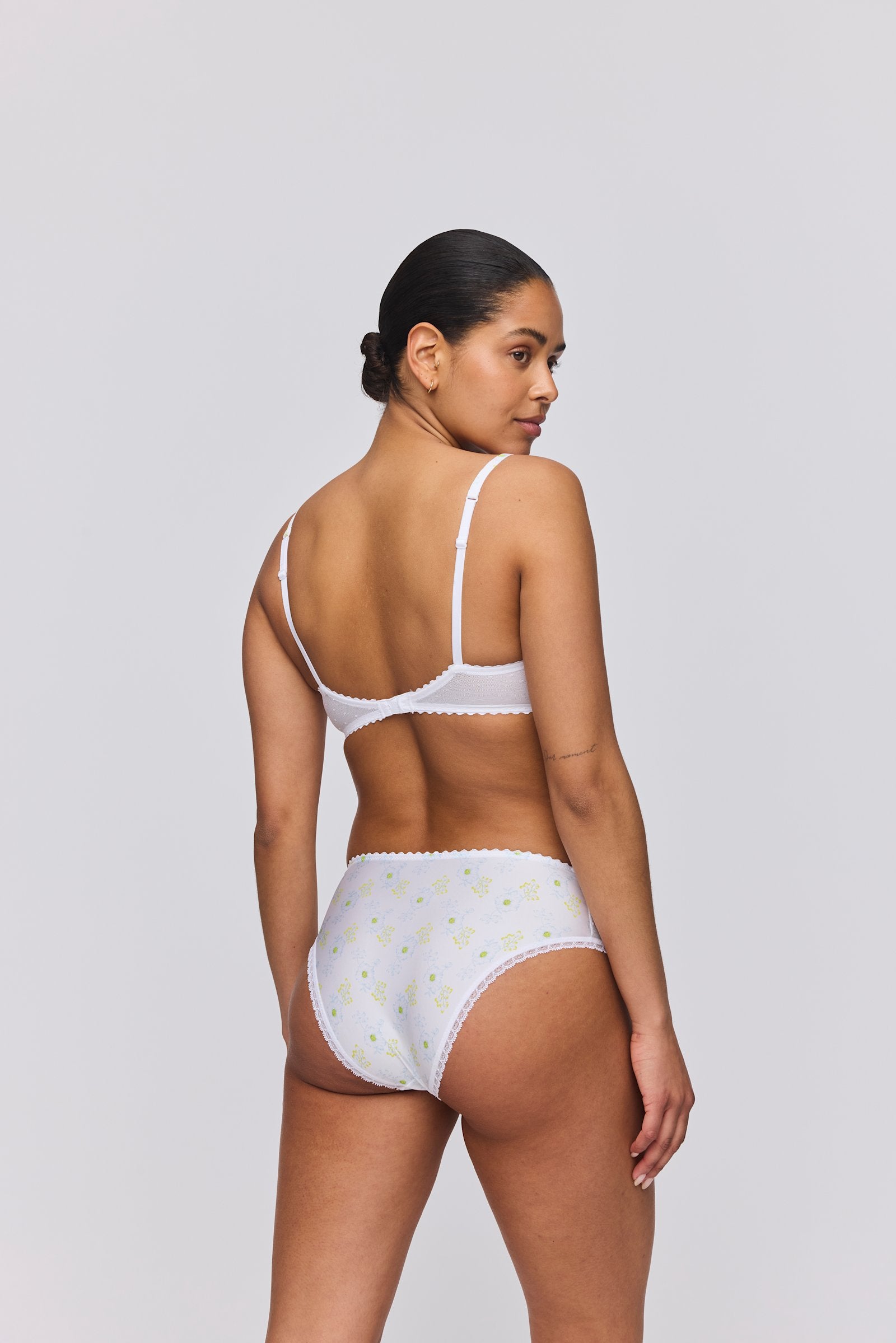Marie Jo Chen Padded Heartshape Bra styled on model in White Yacht