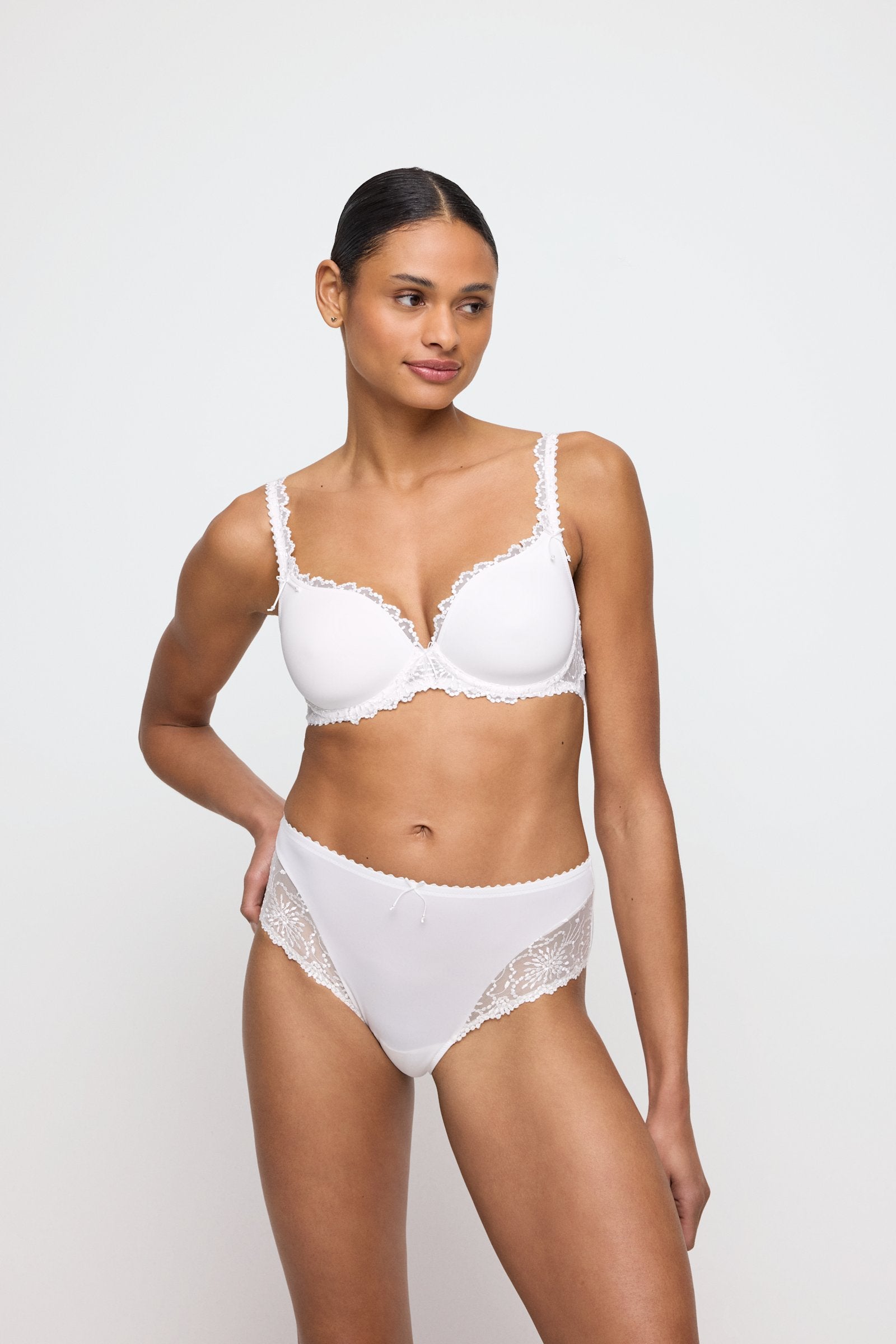 Marie Jo Jane Full Cup Bra styled on model in Natural