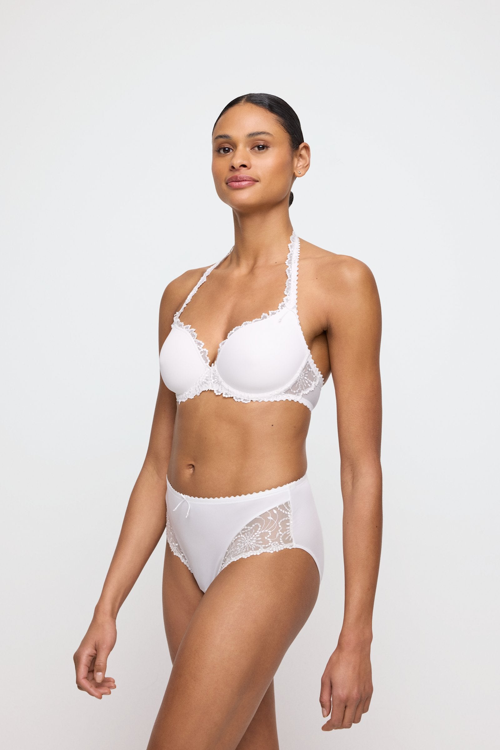 Marie Jo Jane Full Cup Bra styled on model in Natural