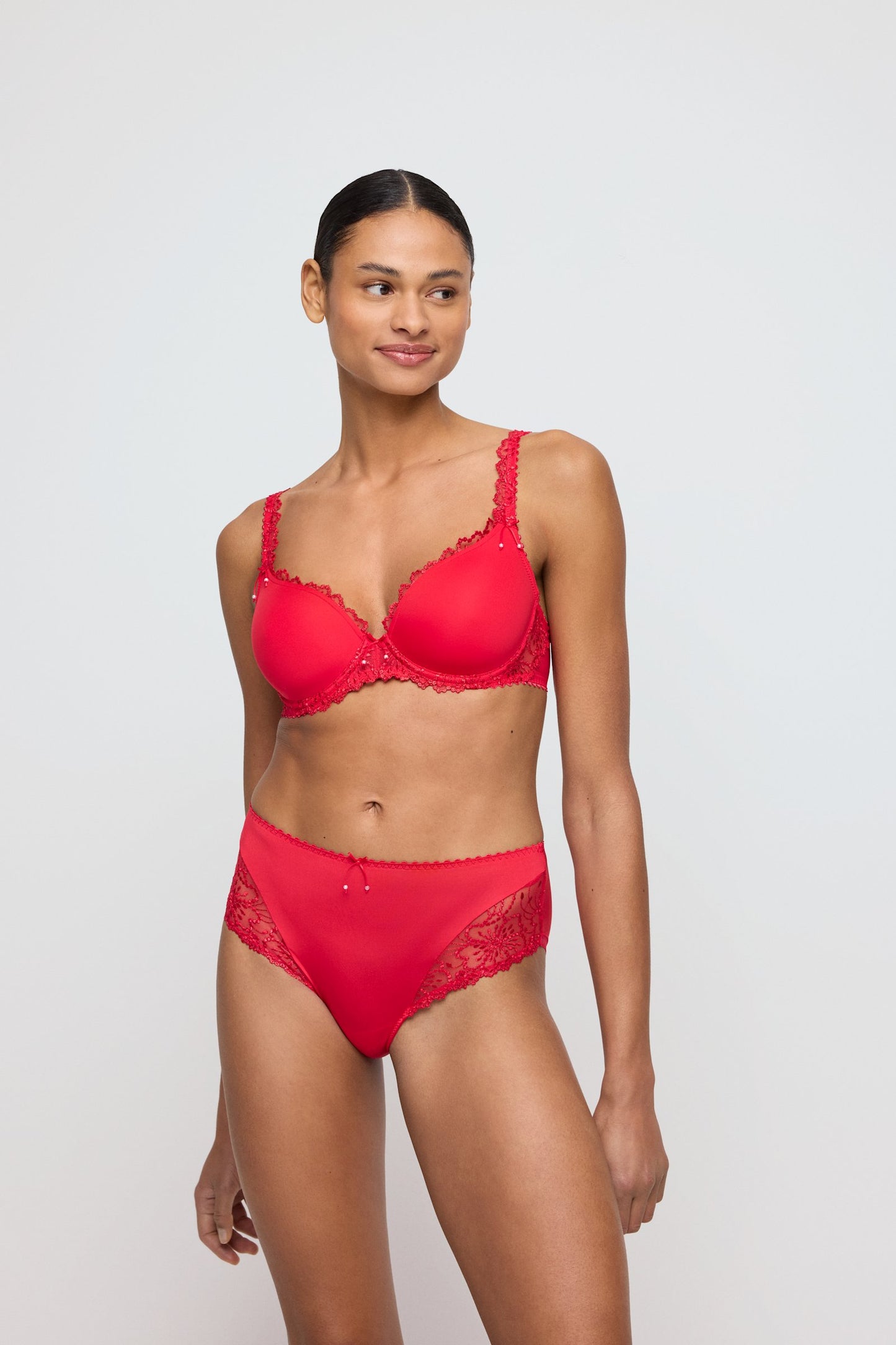 Marie Jo Jane Full Cup Bra styled on model in True Red