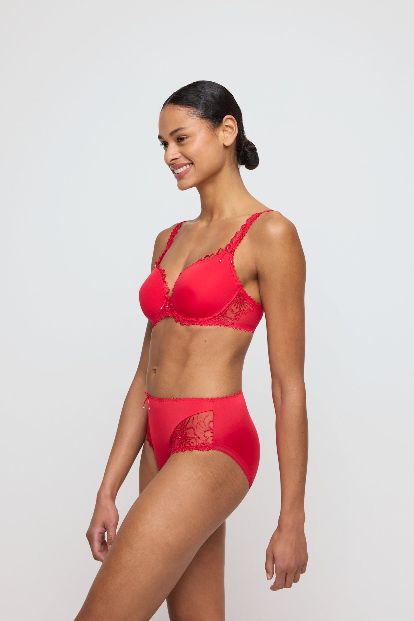 Marie Jo Jane Full Cup Bra styled on model in True Red