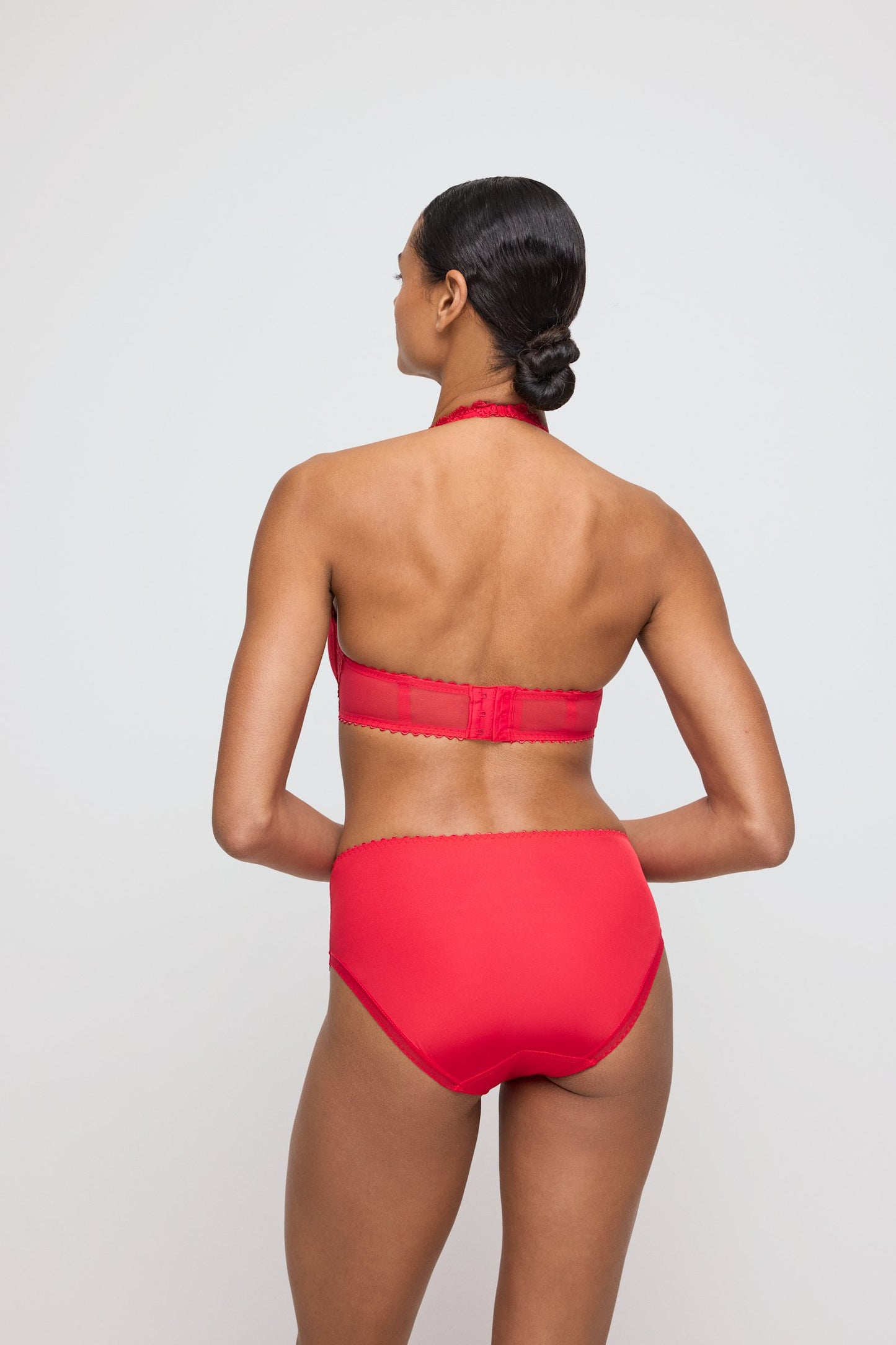 Marie Jo Jane Brief styled on model in True Red
