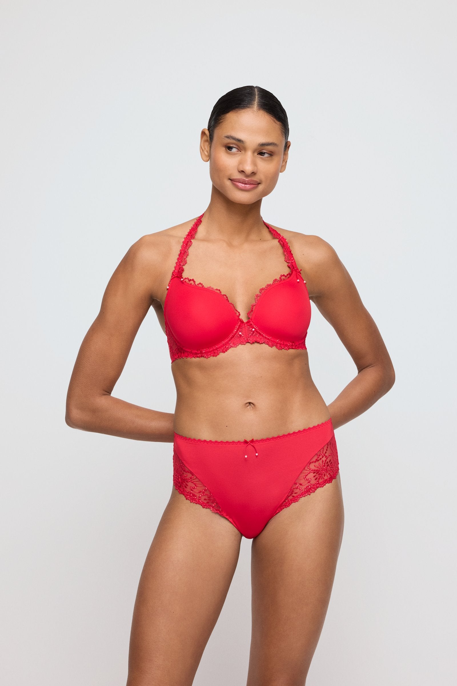 Marie Jo Jane Full Cup Bra styled on model in True Red