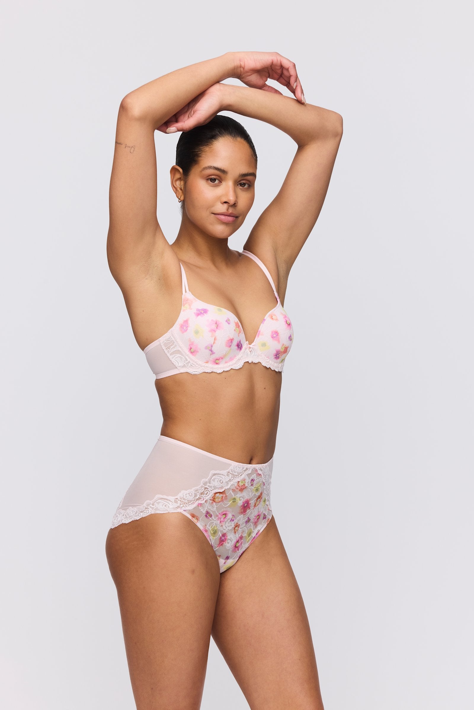Marie Jo Selyna Padded Heartshape Bra styled on model in Gardenia Rose