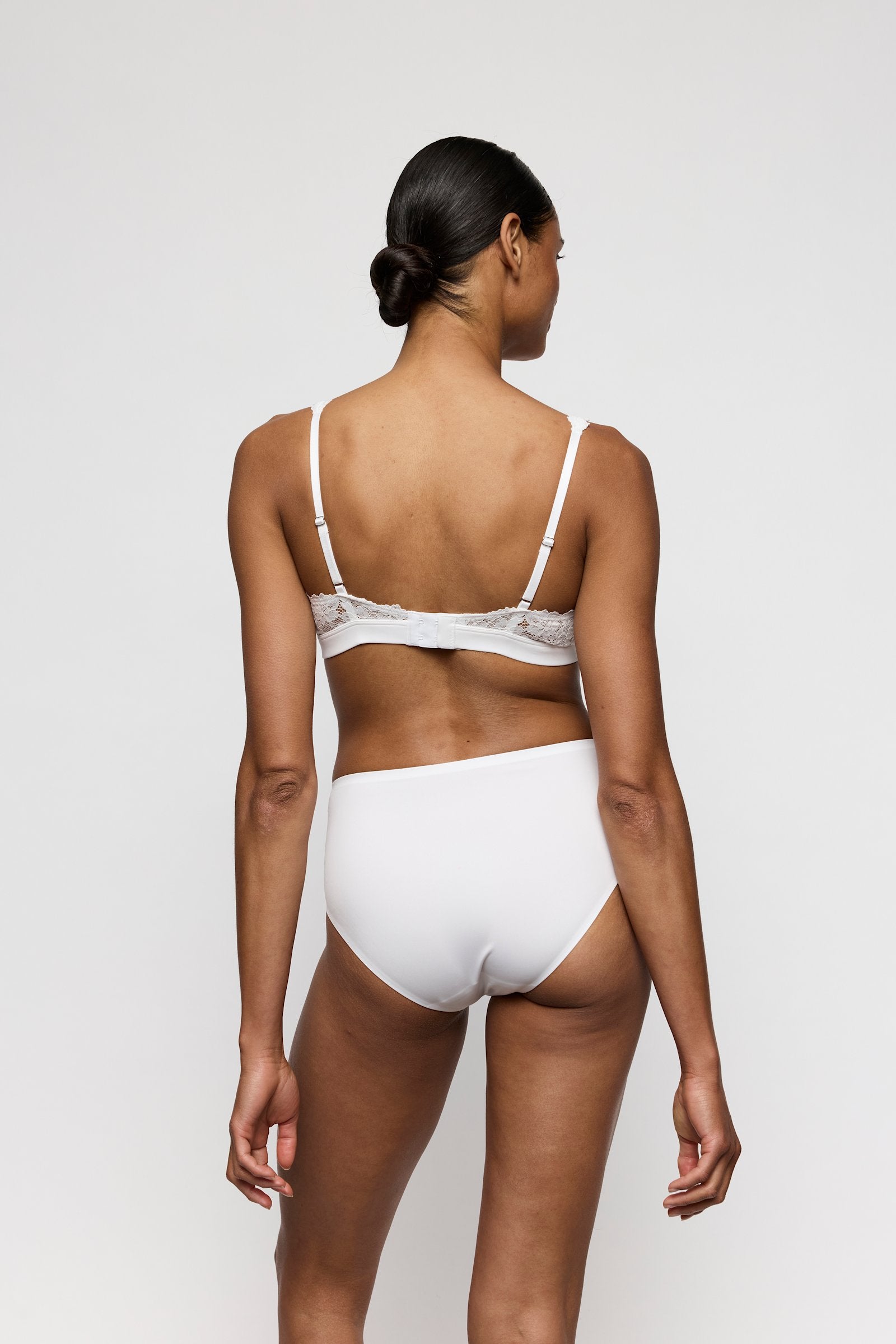 Marie Jo Soft Studio Bralette styled on model in Natural