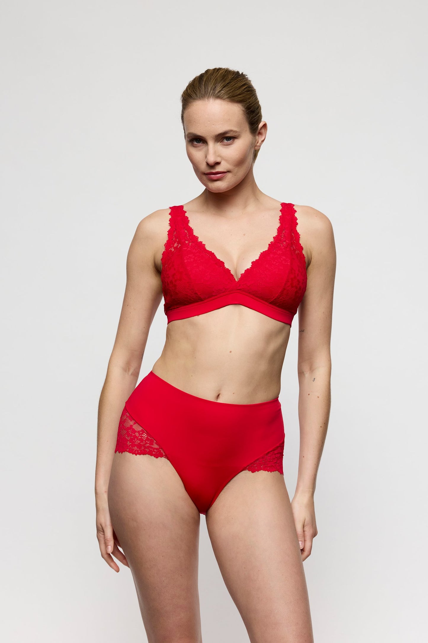 Marie Jo Soft Studio Full Brief styled on model in True Red