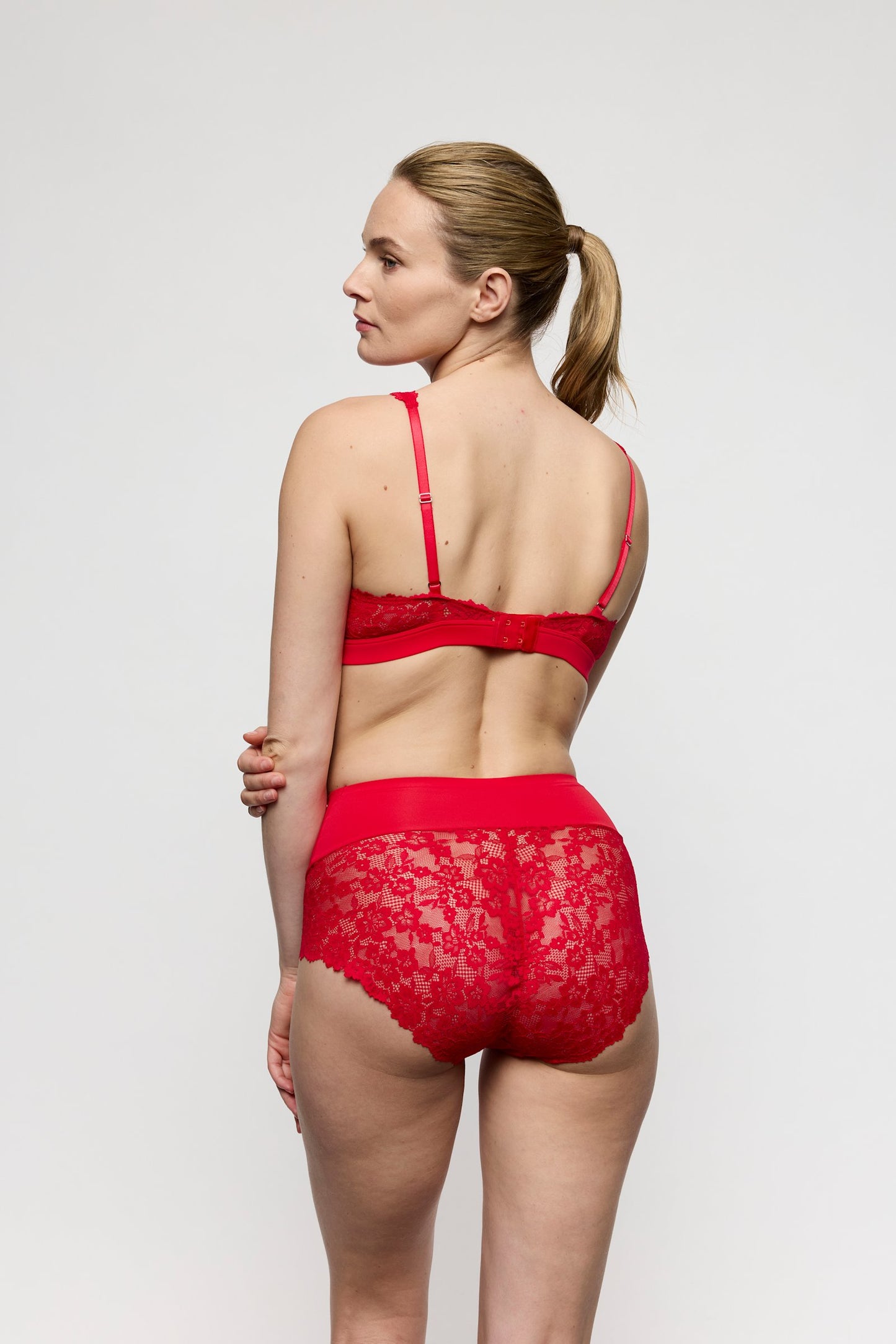 Marie Jo Soft Studio Full Brief styled on model in True Red