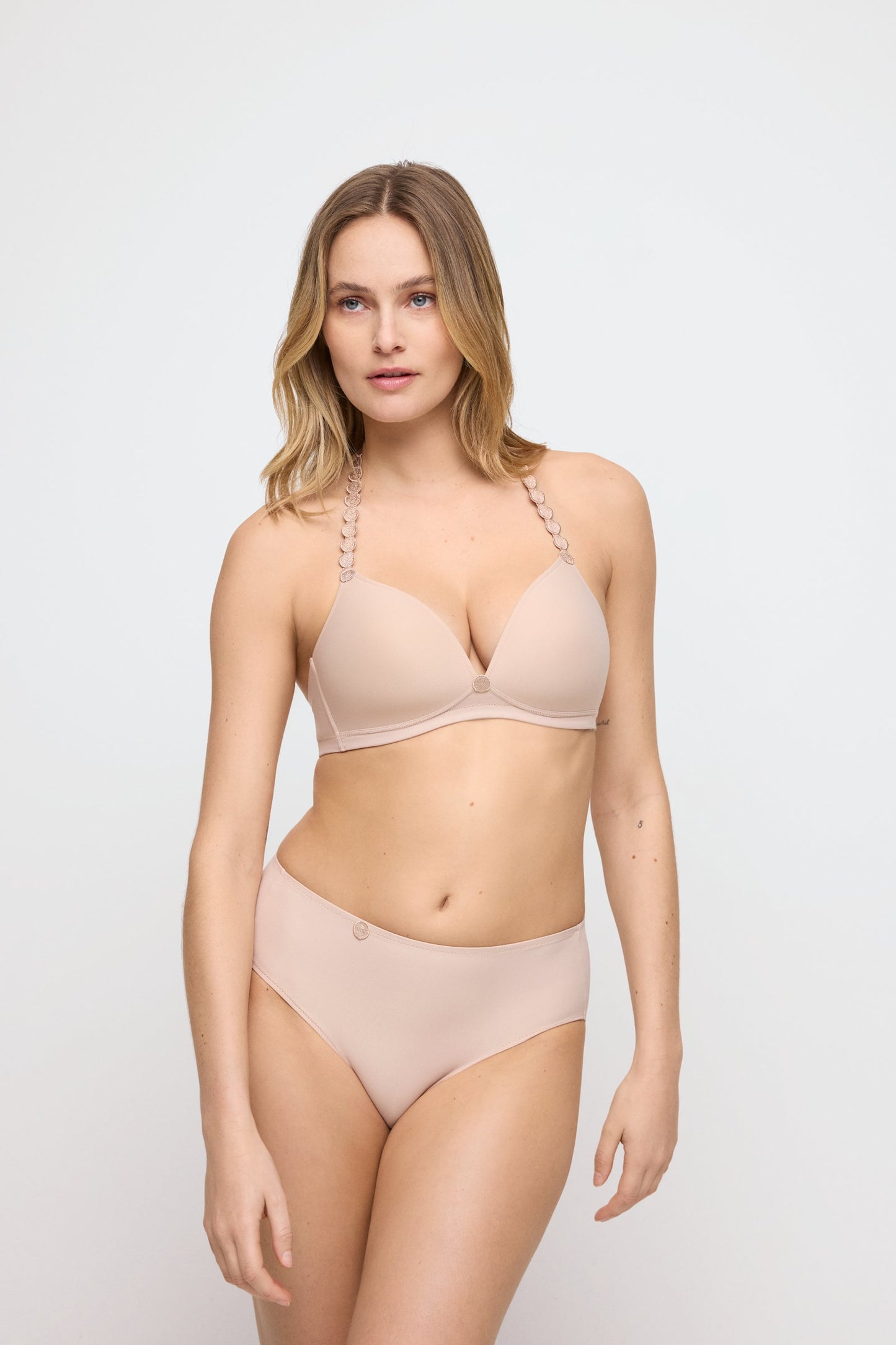 Marie Jo Tom Brief styled on model in Caffé Latte