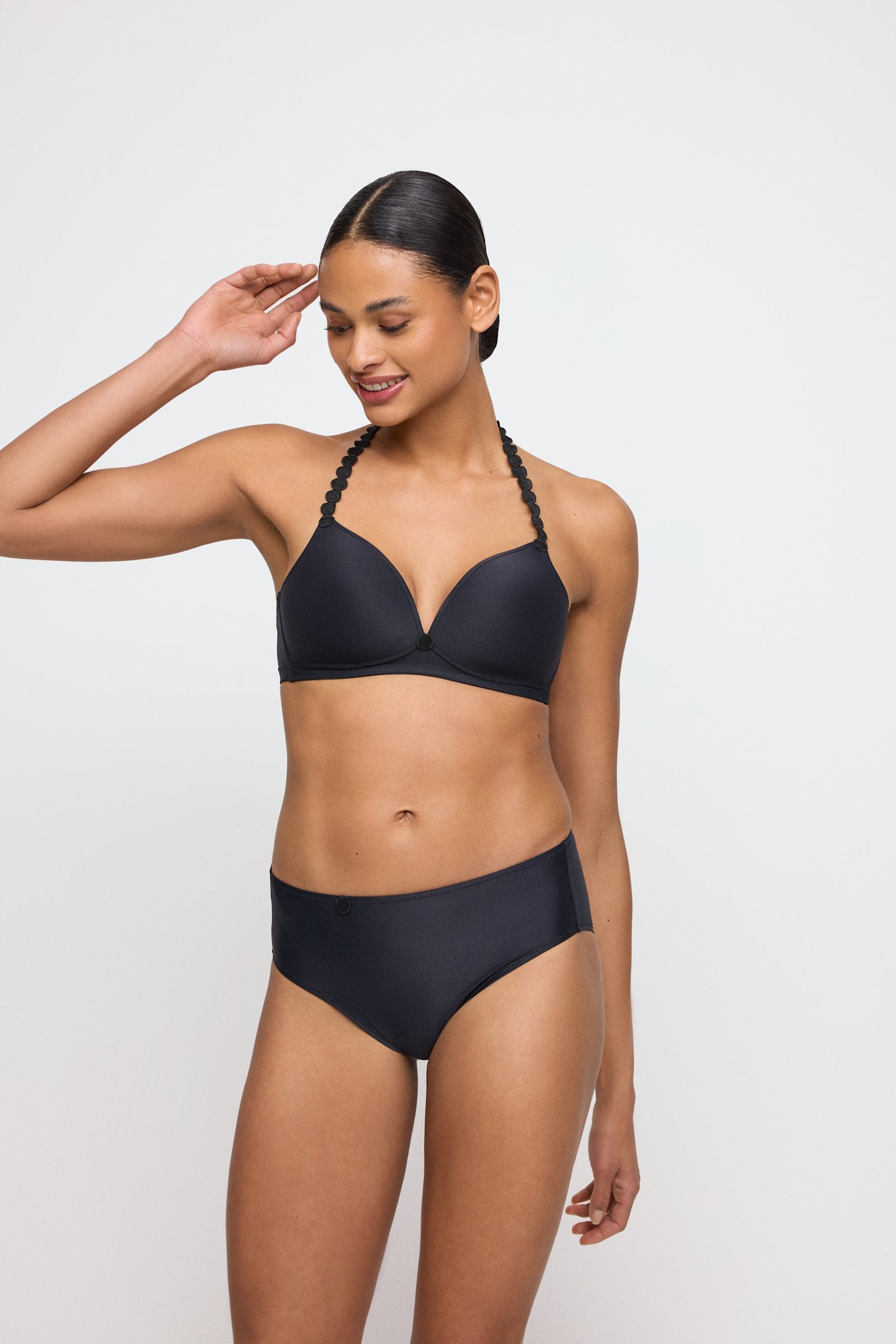 Marie Jo Tom Bralette styled on model in Charcoal