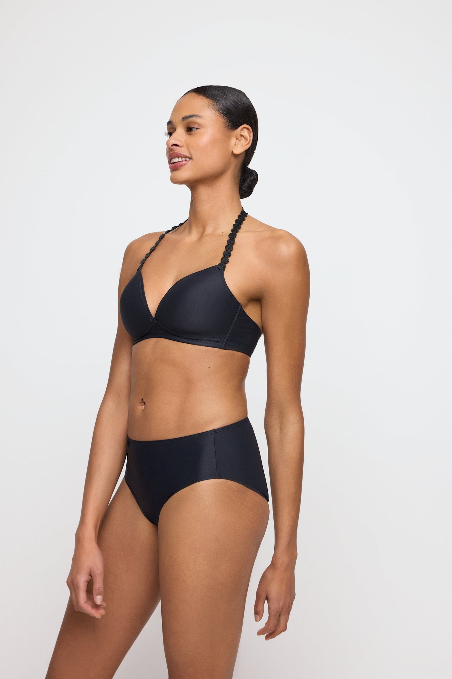 Marie Jo Tom Brief styled on model in Charcoal