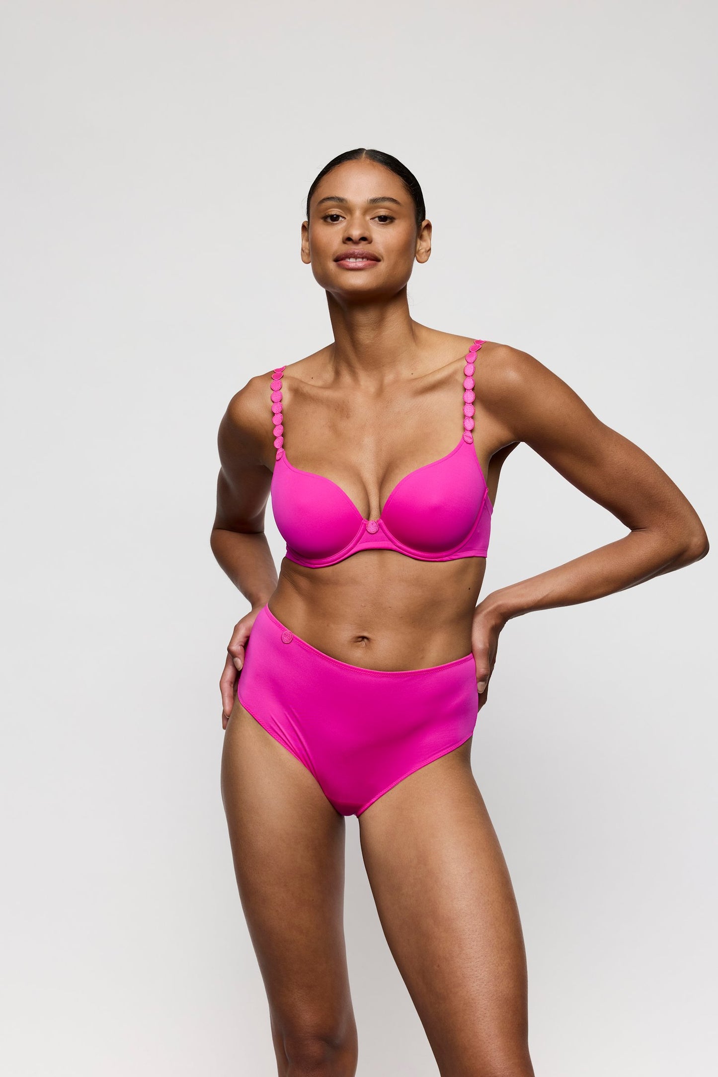 Marie Jo Tom Brief styled on model in Influencer Pink
