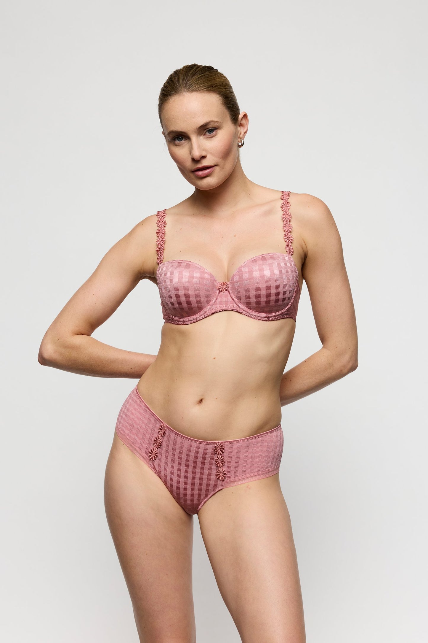 Marie Jo Avero Brief styled on model in Ballet Pink