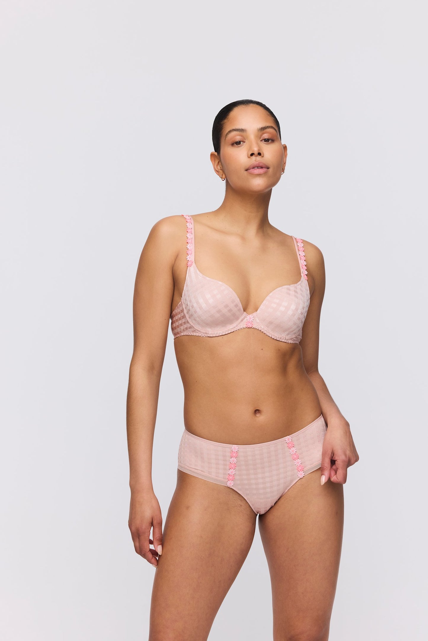 Marie Jo Avero Tiny Hotpant styled on model in Powder Rose
