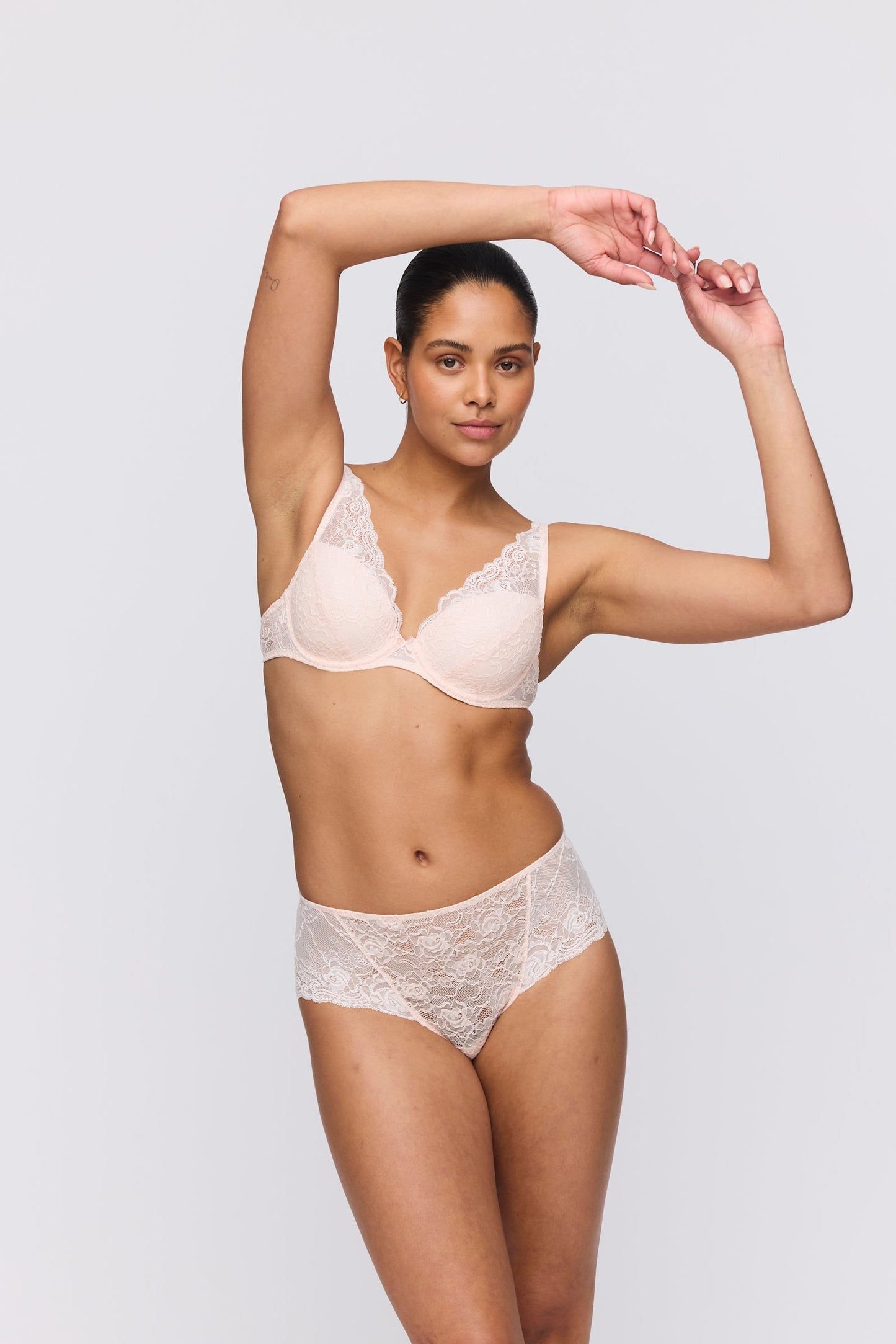 Marie Jo Cyrile Hotpant styled on model in Crystal Pink