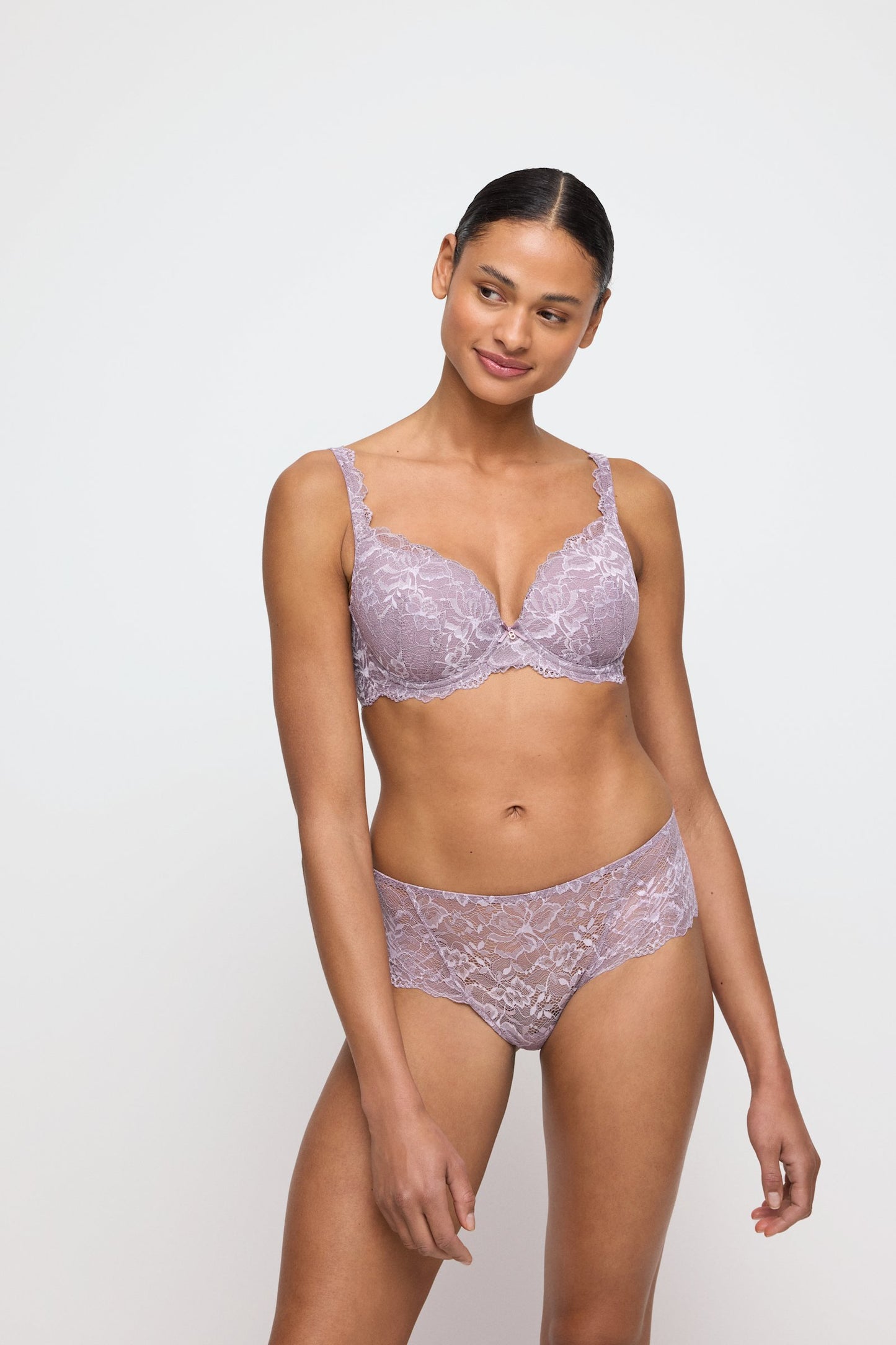 Marie Jo Manyla Padded Heartshape Bra styled on model in Pastel Orchid