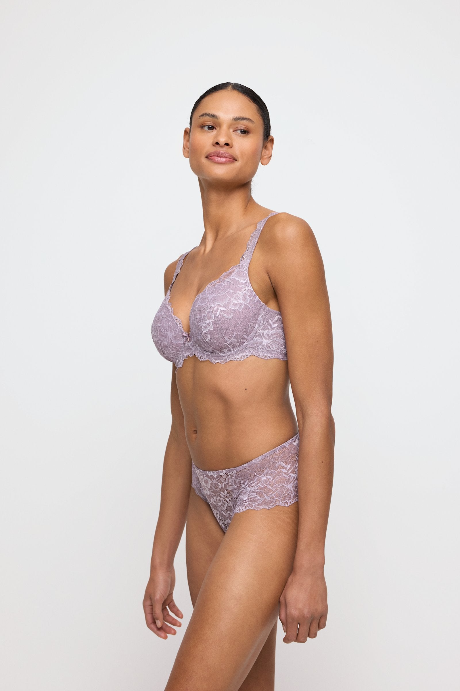 Marie Jo Manyla Padded Heartshape Bra styled on model in Pastel Orchid