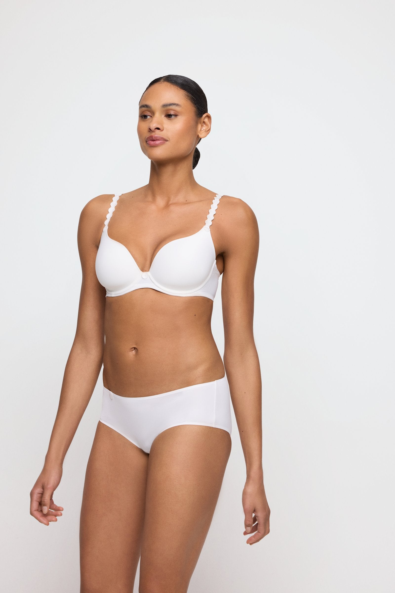 Marie Jo Tom Full Cup Bra styled on model in Natural
