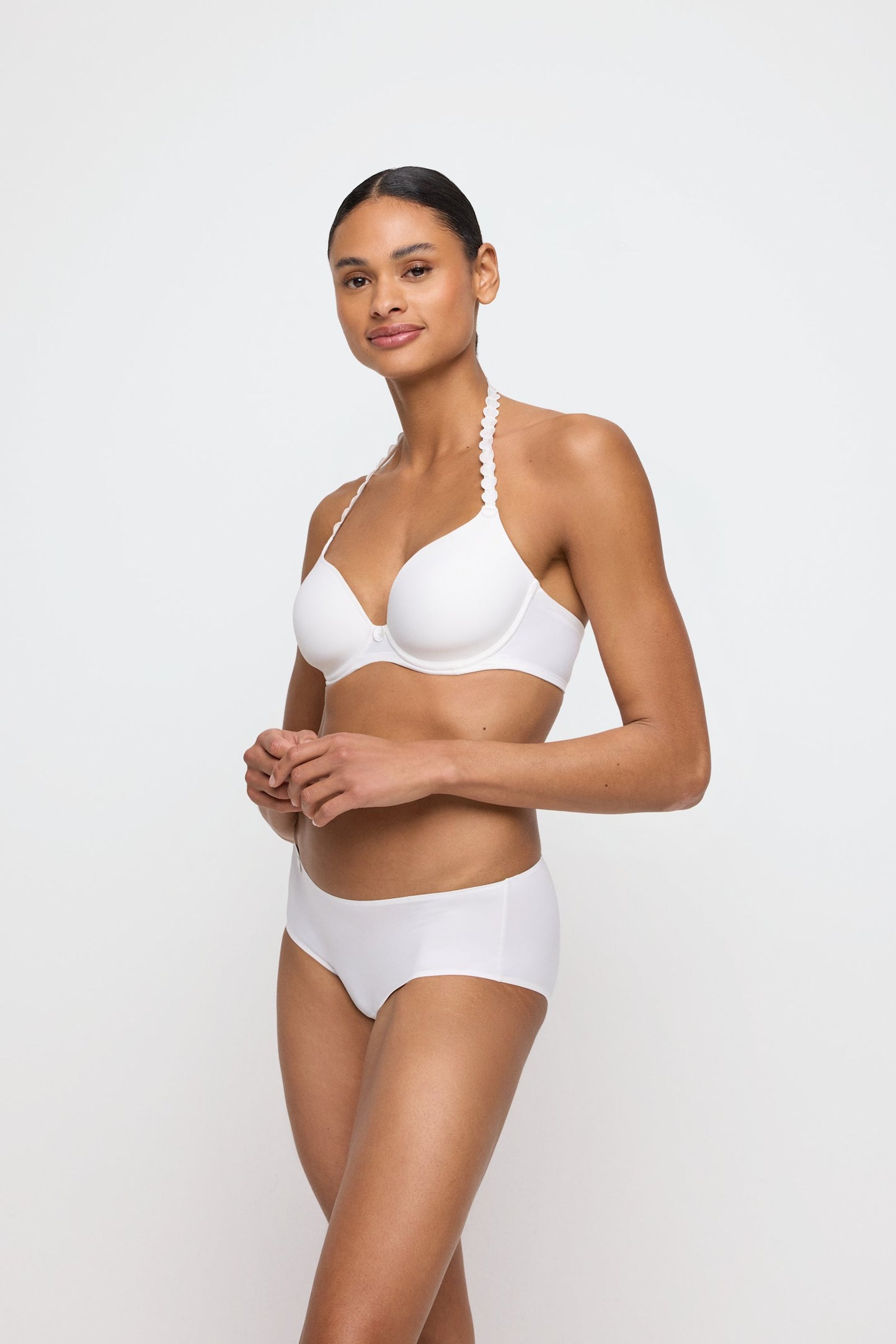 Marie Jo Tom Full Cup Bra styled on model in Natural