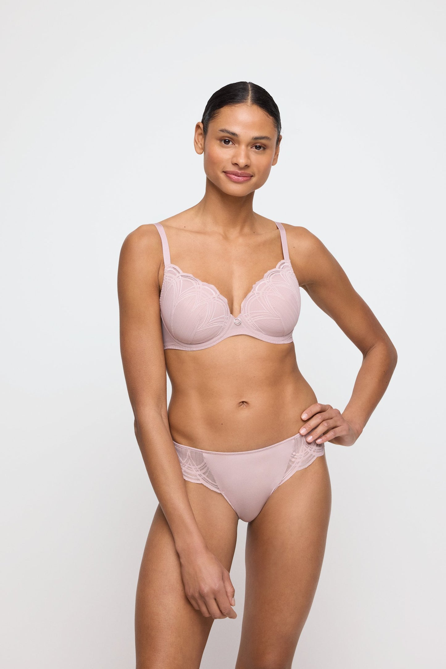 Marie Jo Cathia Thong styled on model in Bois De Rose