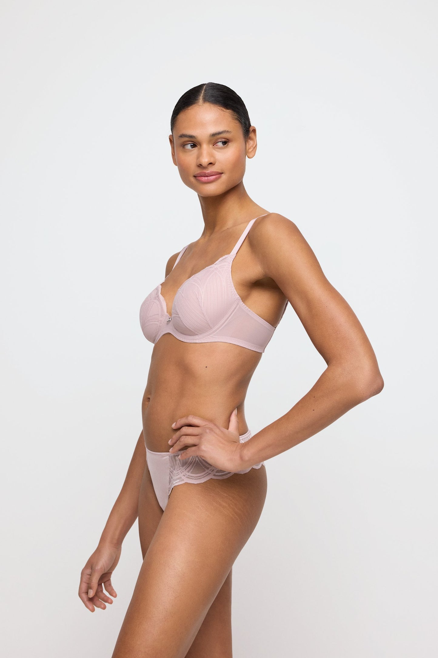 Marie Jo Cathia Thong styled on model in Bois De Rose