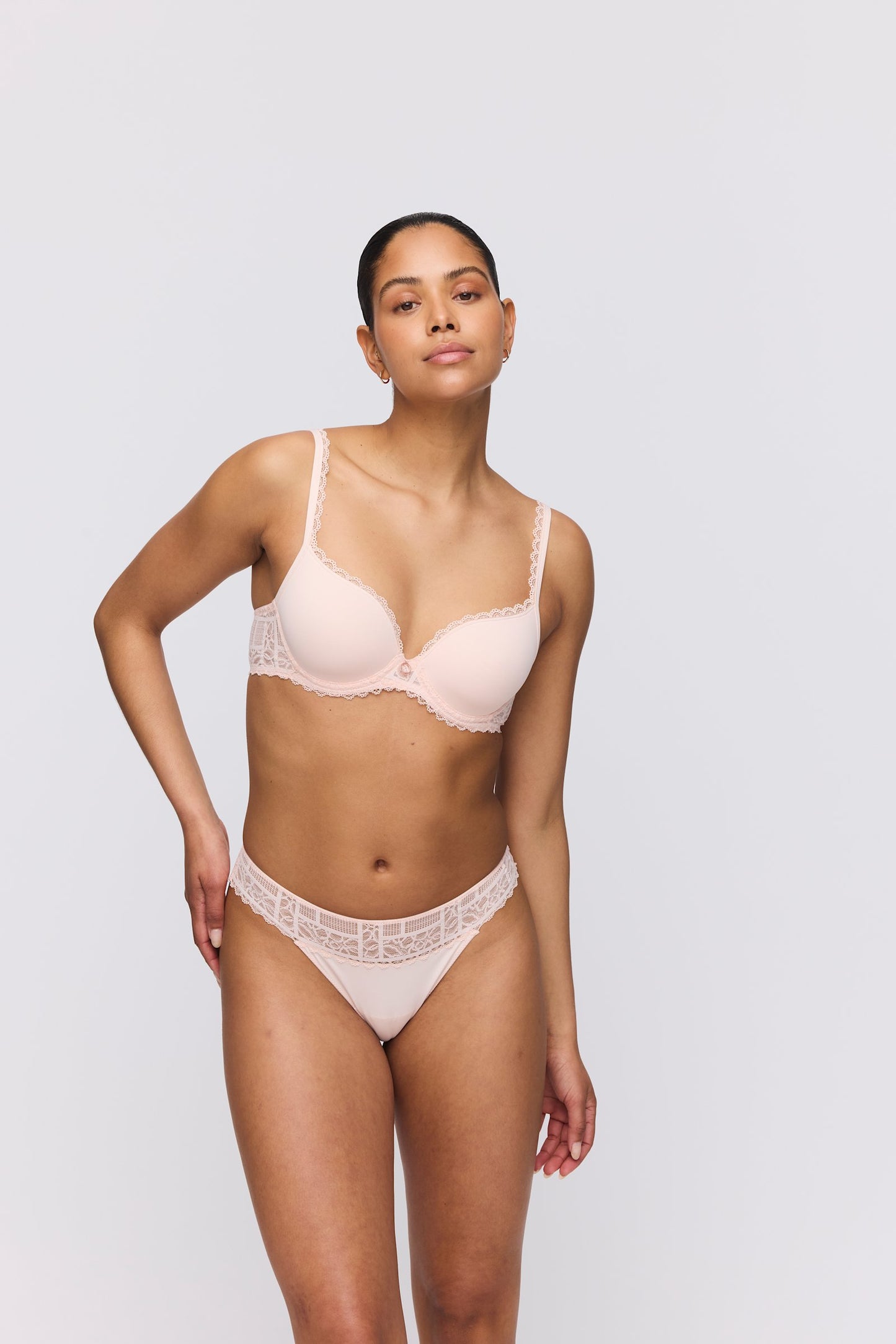 Marie Jo Jadei Padded Heartshape Bra styled on model in Glossy Pink