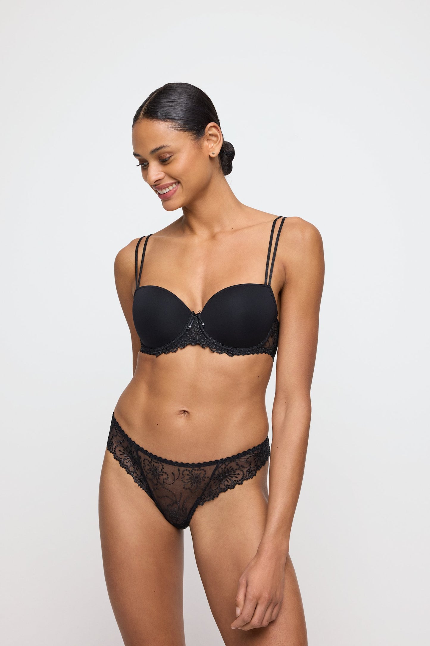 Marie Jo Jane Thong styled on model in Black