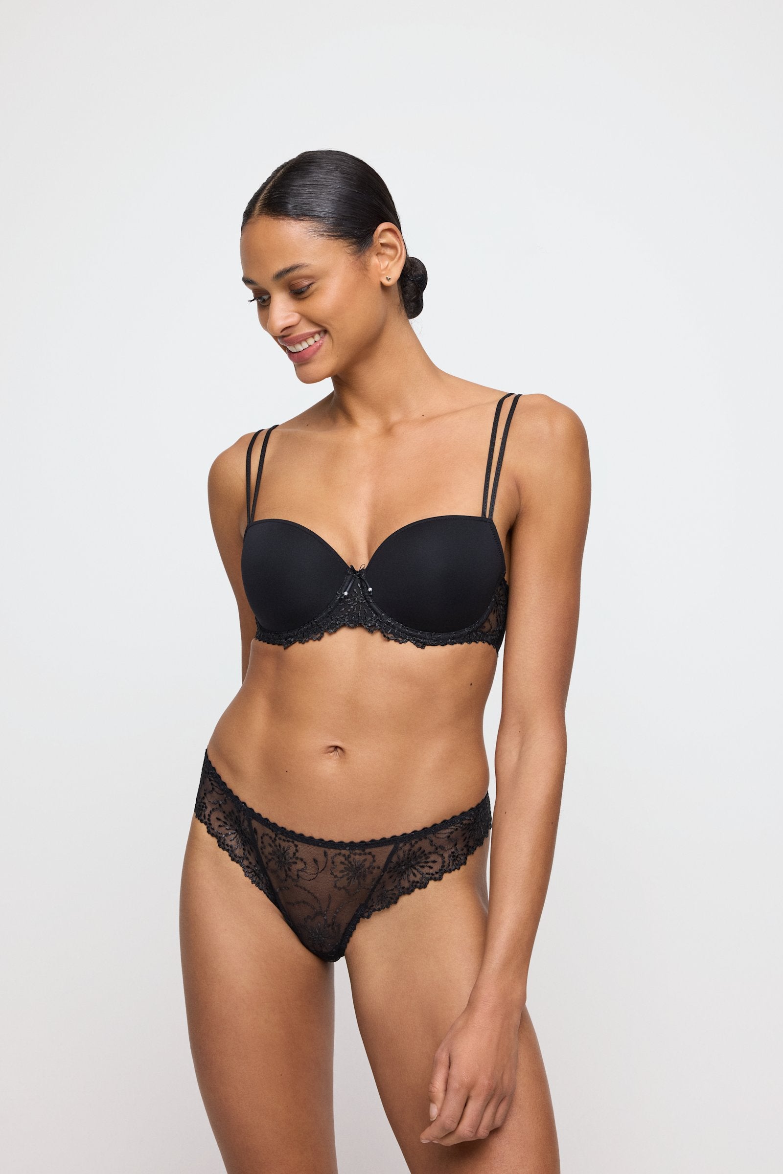 Marie Jo Jane Thong styled on model in Black