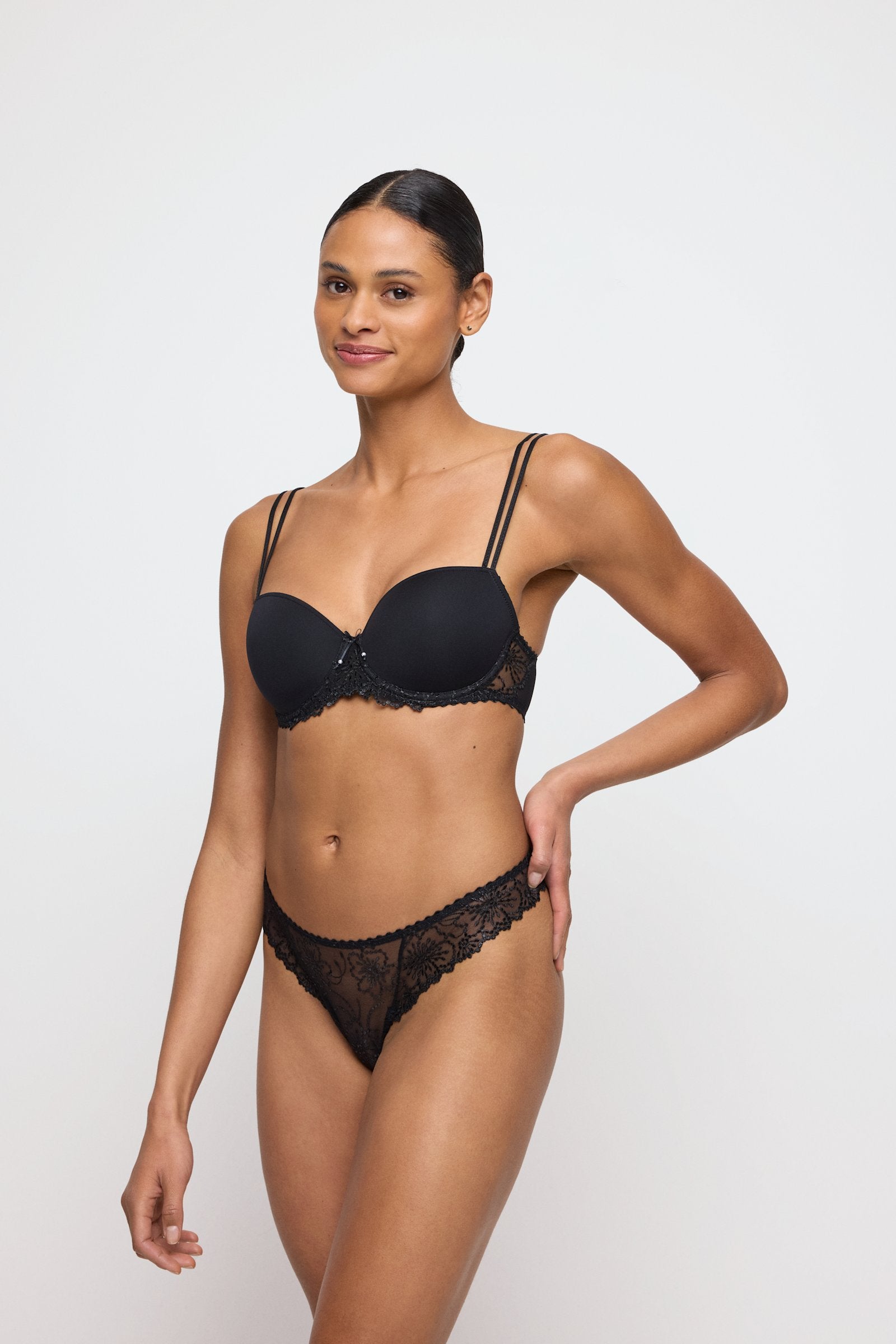 Marie Jo Jane Thong styled on model in Black