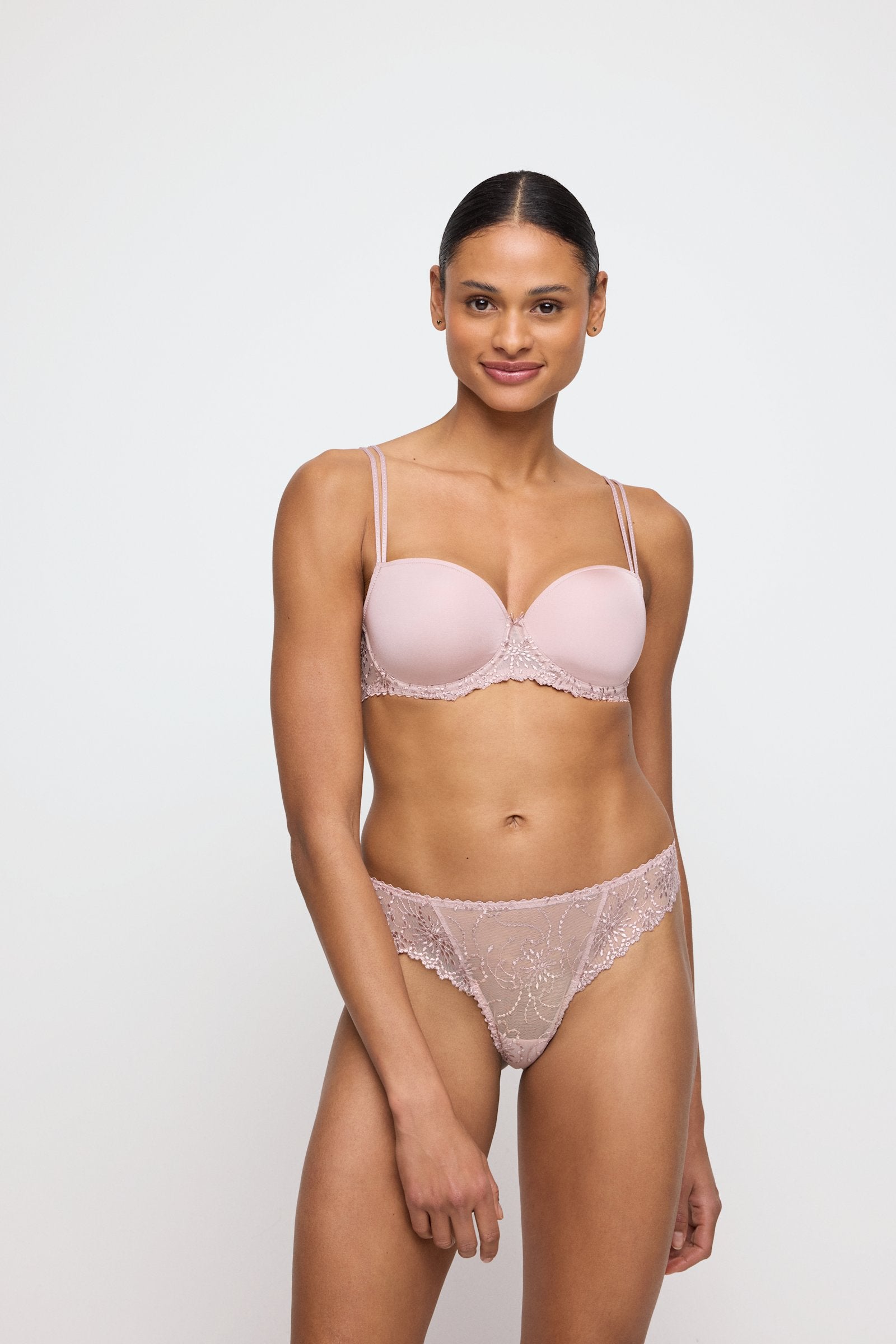Marie Jo Jane Balcony Bra styled on model in Bois De Rose