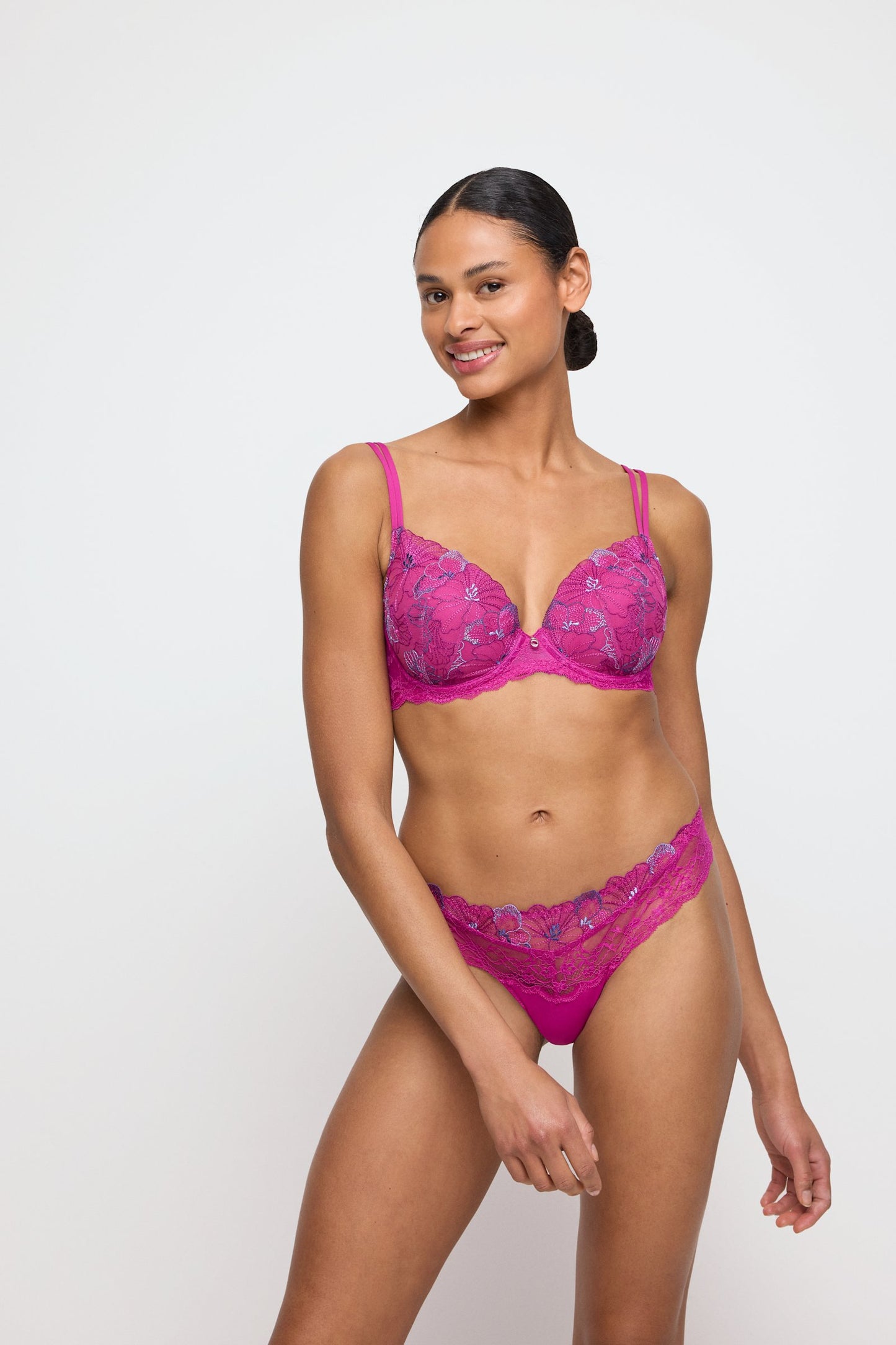 Marie Jo Noemy Thong styled on model in Fuchsia Fiesta