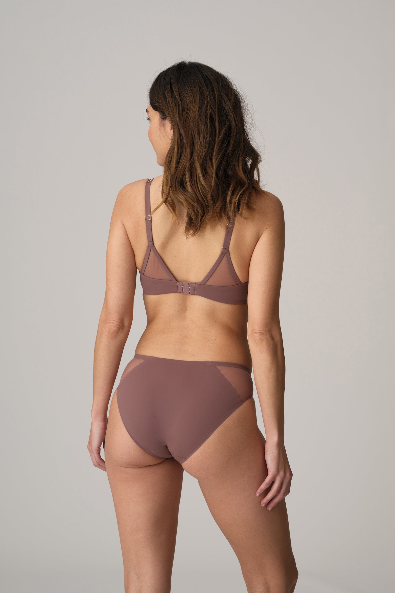 Marie Jo Louie Push-Up Bra styled on model in Satin Taupe