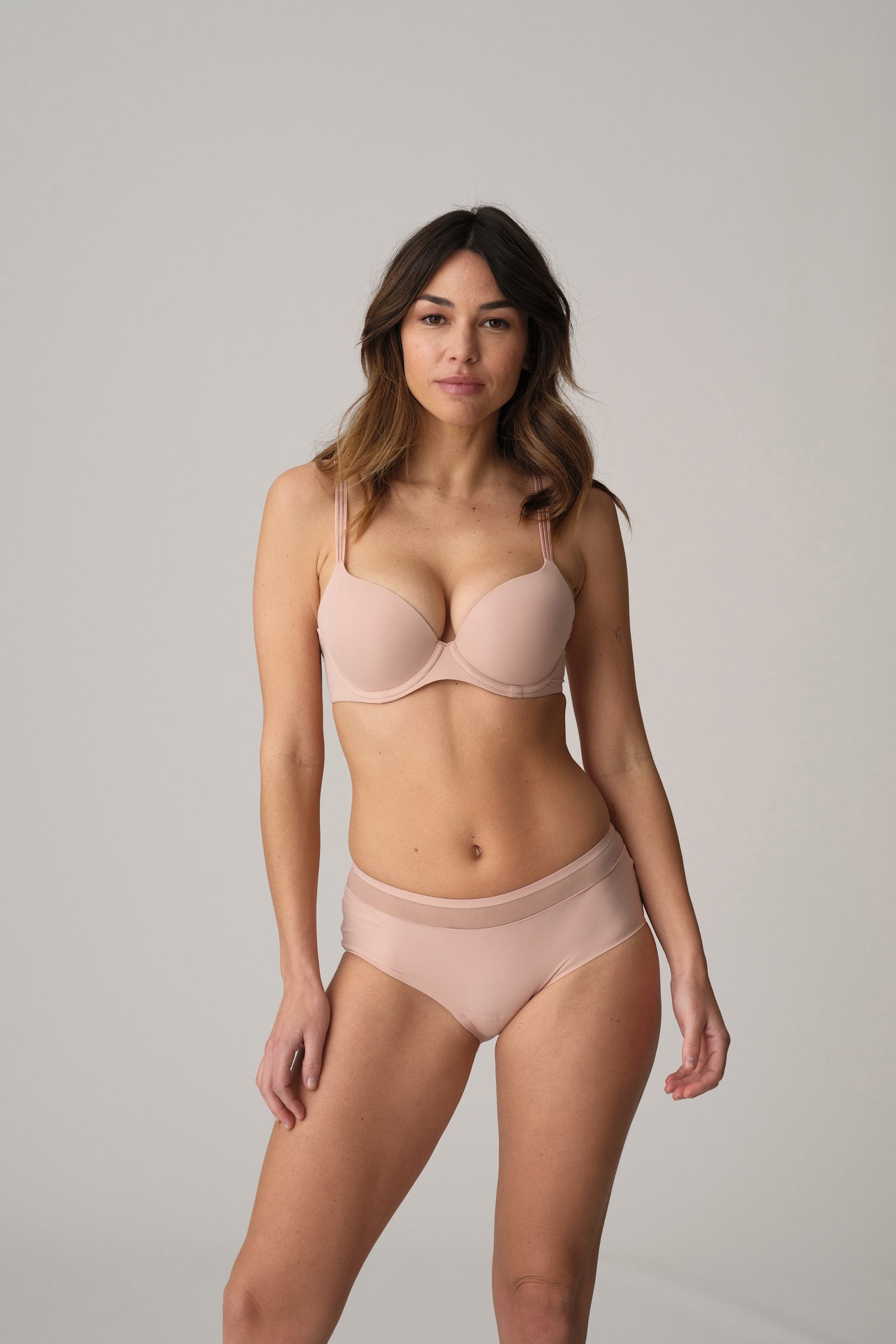 Marie Jo Louie Push-Up Bra styled on model in Powder Rose