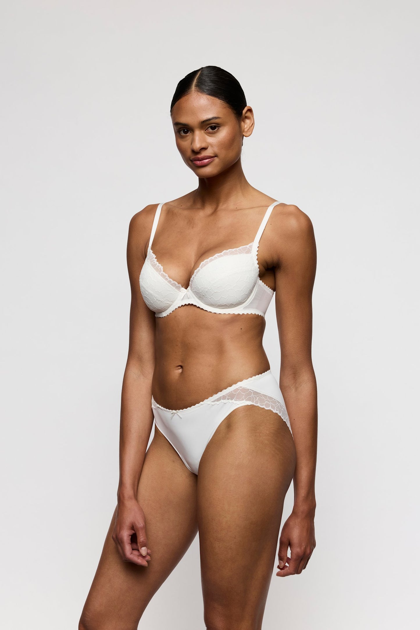 Marie Jo Azelie Push-Up Bra styled on model in Natural