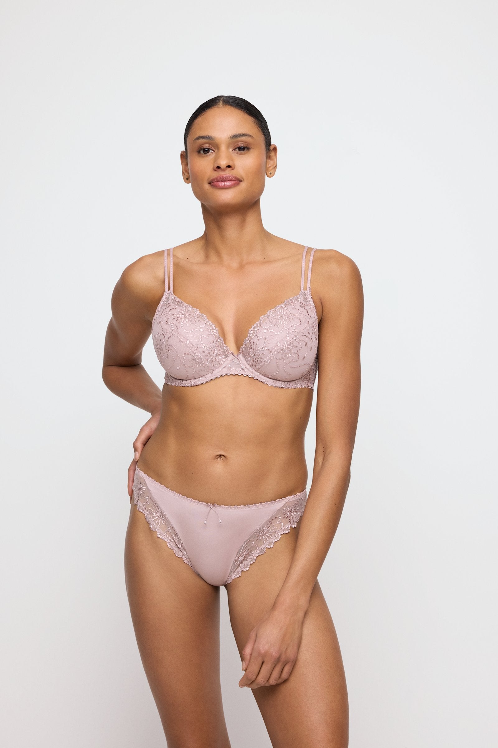 Marie Jo Jane Brief styled on model in Bois De Rose