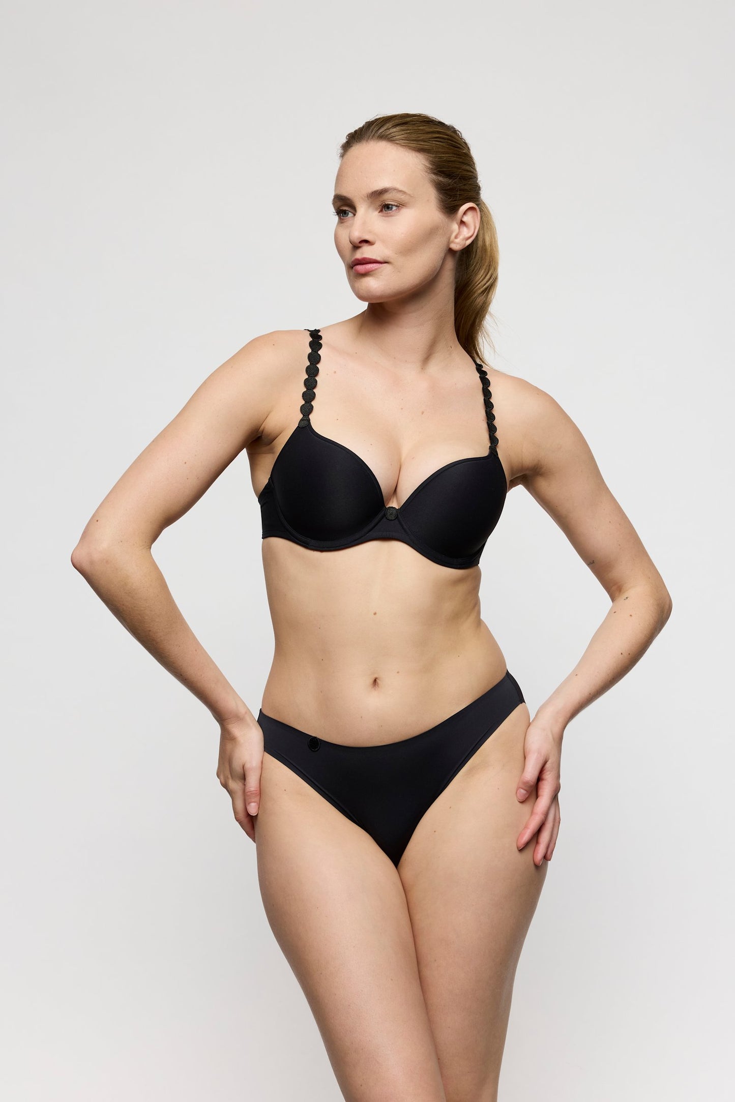 Marie Jo Tom Brief styled on model in Charcoal