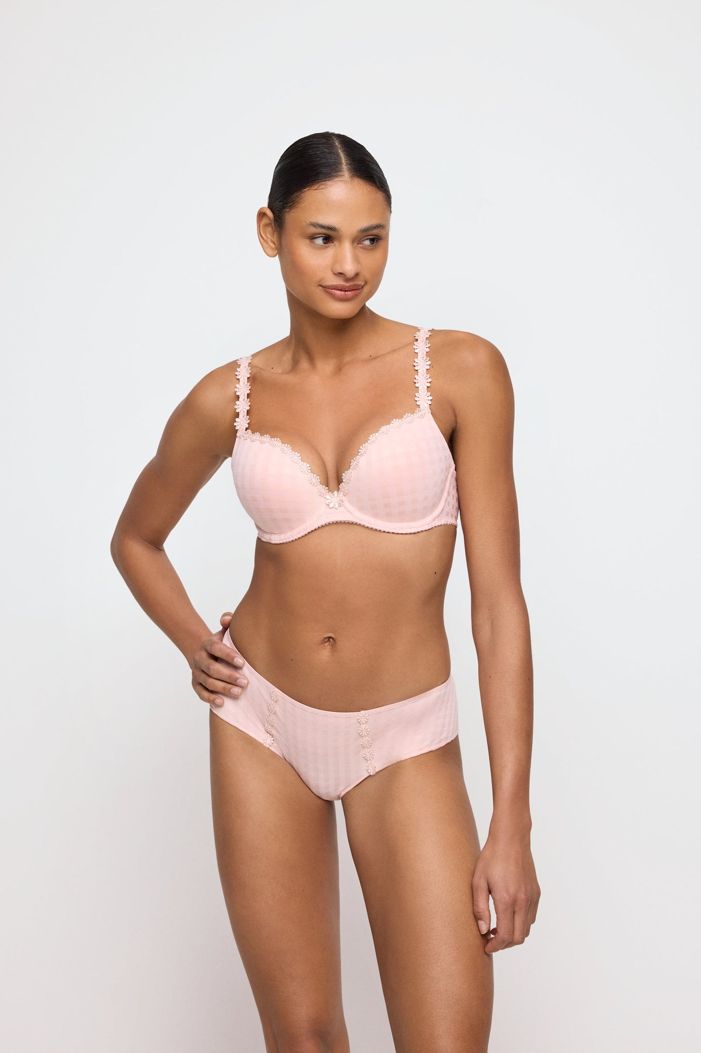 Marie Jo Avero Brief styled on model in Pearly Pink