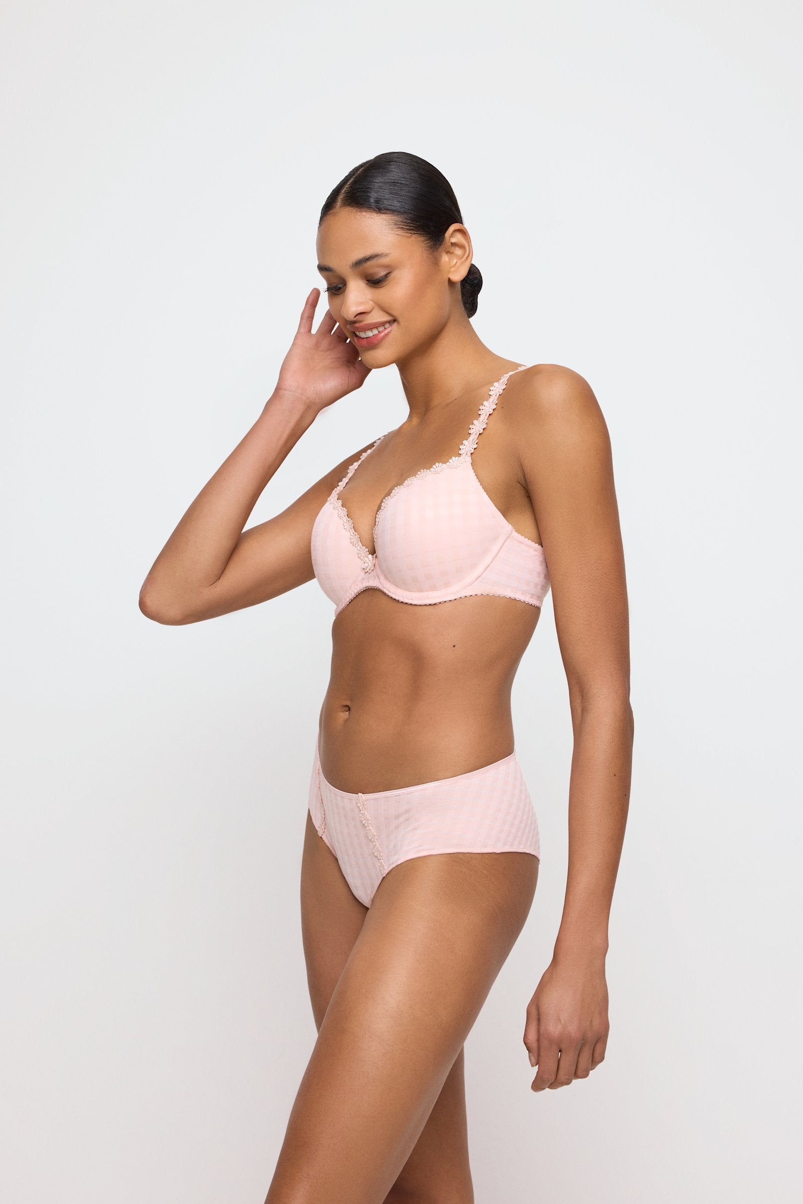 Marie Jo Avero Brief styled on model in Pearly Pink