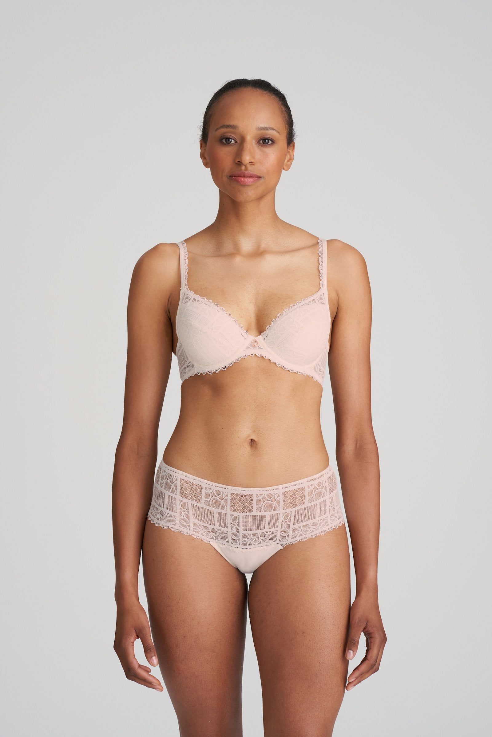 Marie Jo Jadei Push-Up Bra styled on model in Glossy Pink