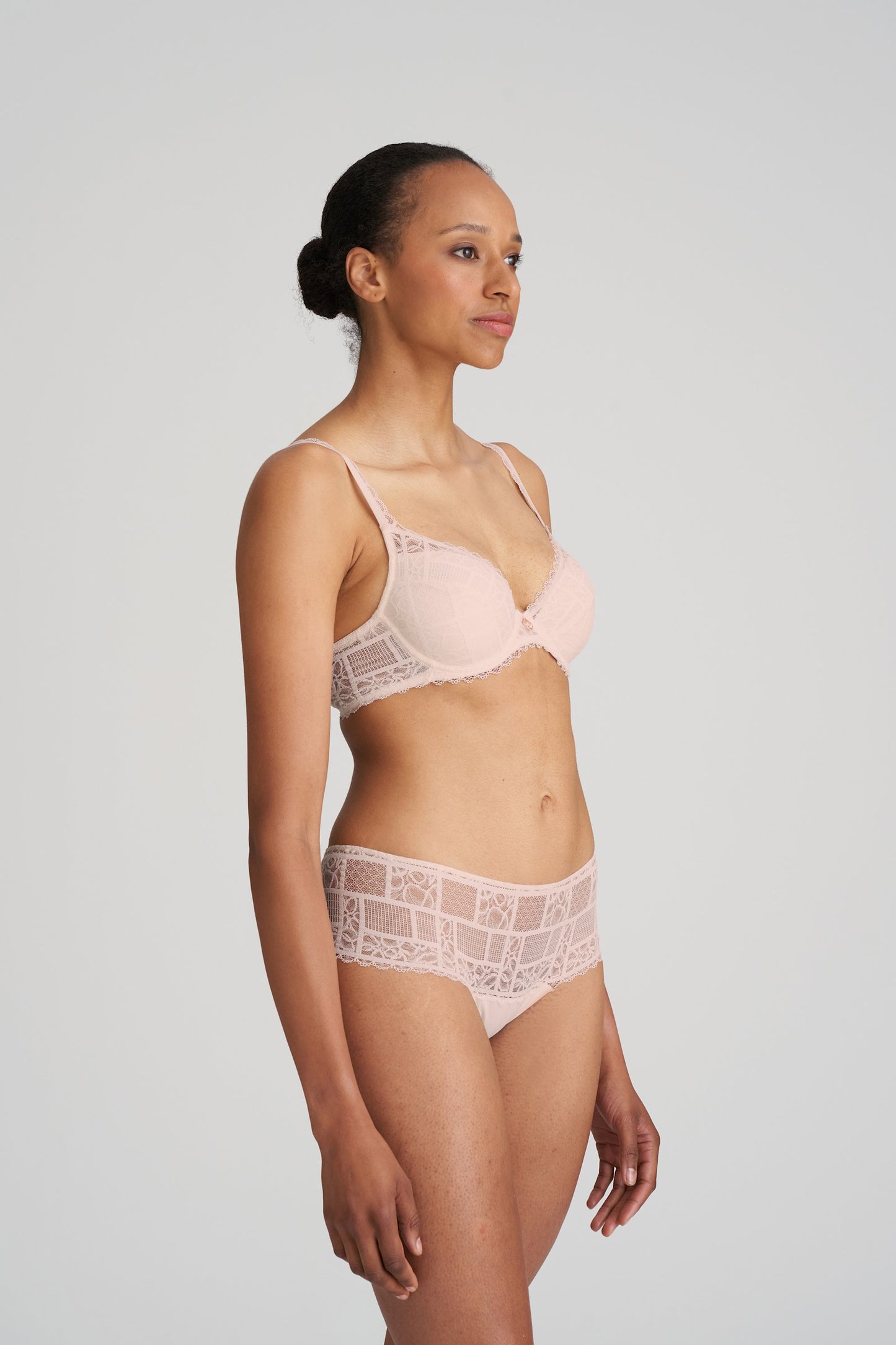 Marie Jo Jadei Push-Up Bra styled on model in Glossy Pink