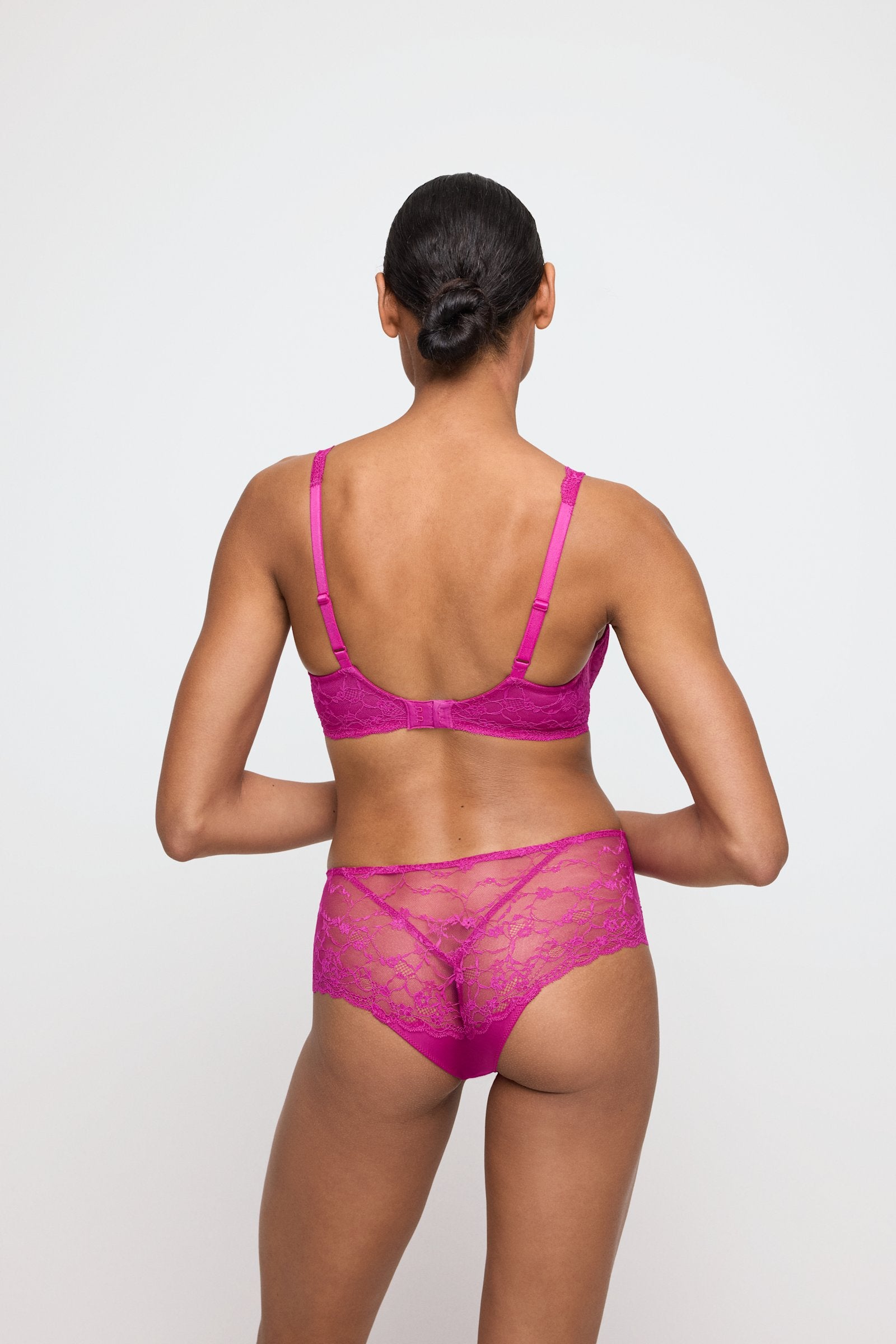 Marie Jo Noemy Push-Up Bra styled on model in Fuchsia Fiesta